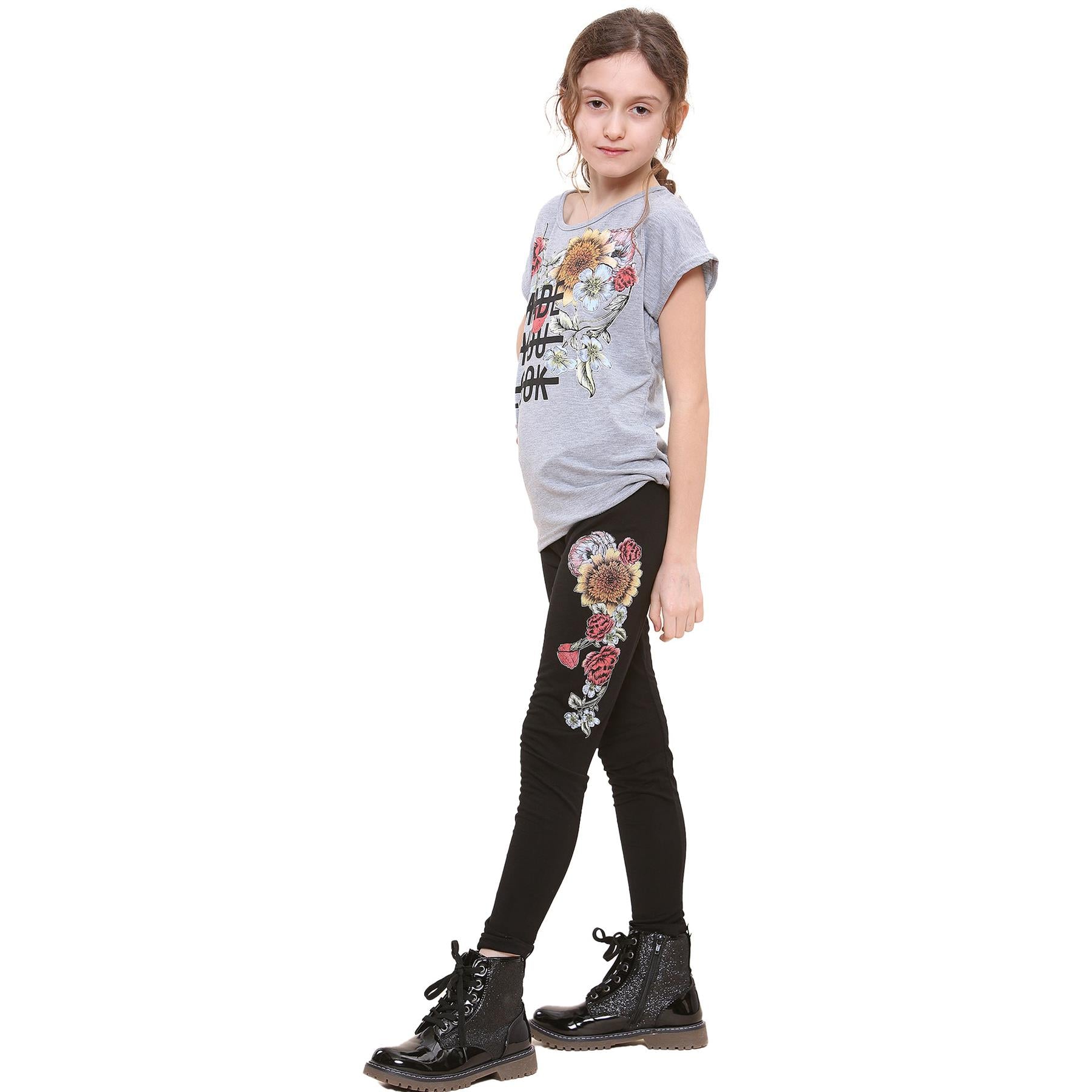 Kids Girls Made You Look Print T Shirt Top & Legging Set