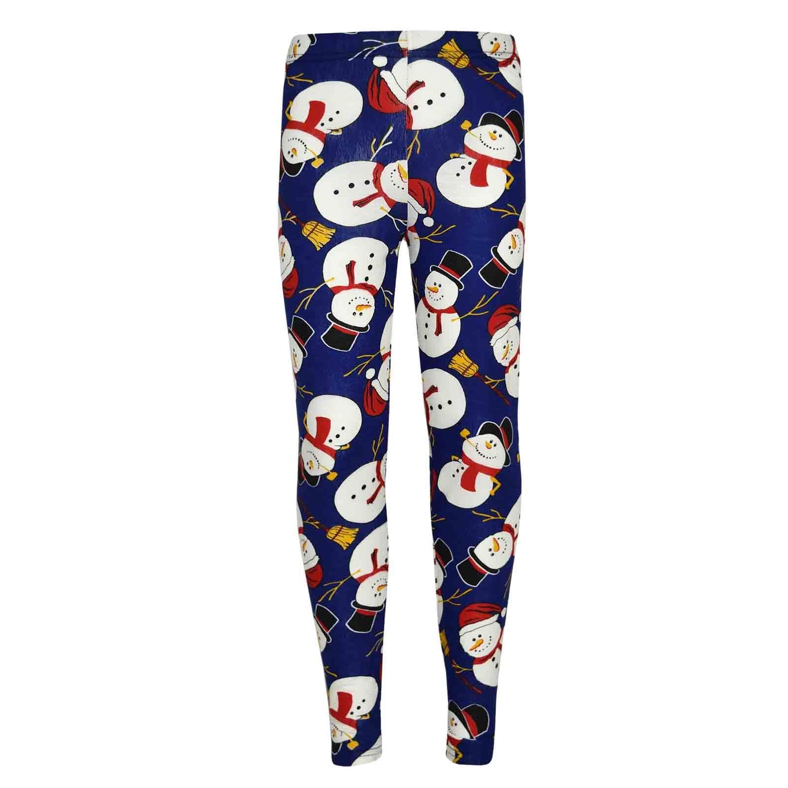 Kids Girls Christmas Leggings Santa Snowman Penguin Print Xmas Fashion Legging