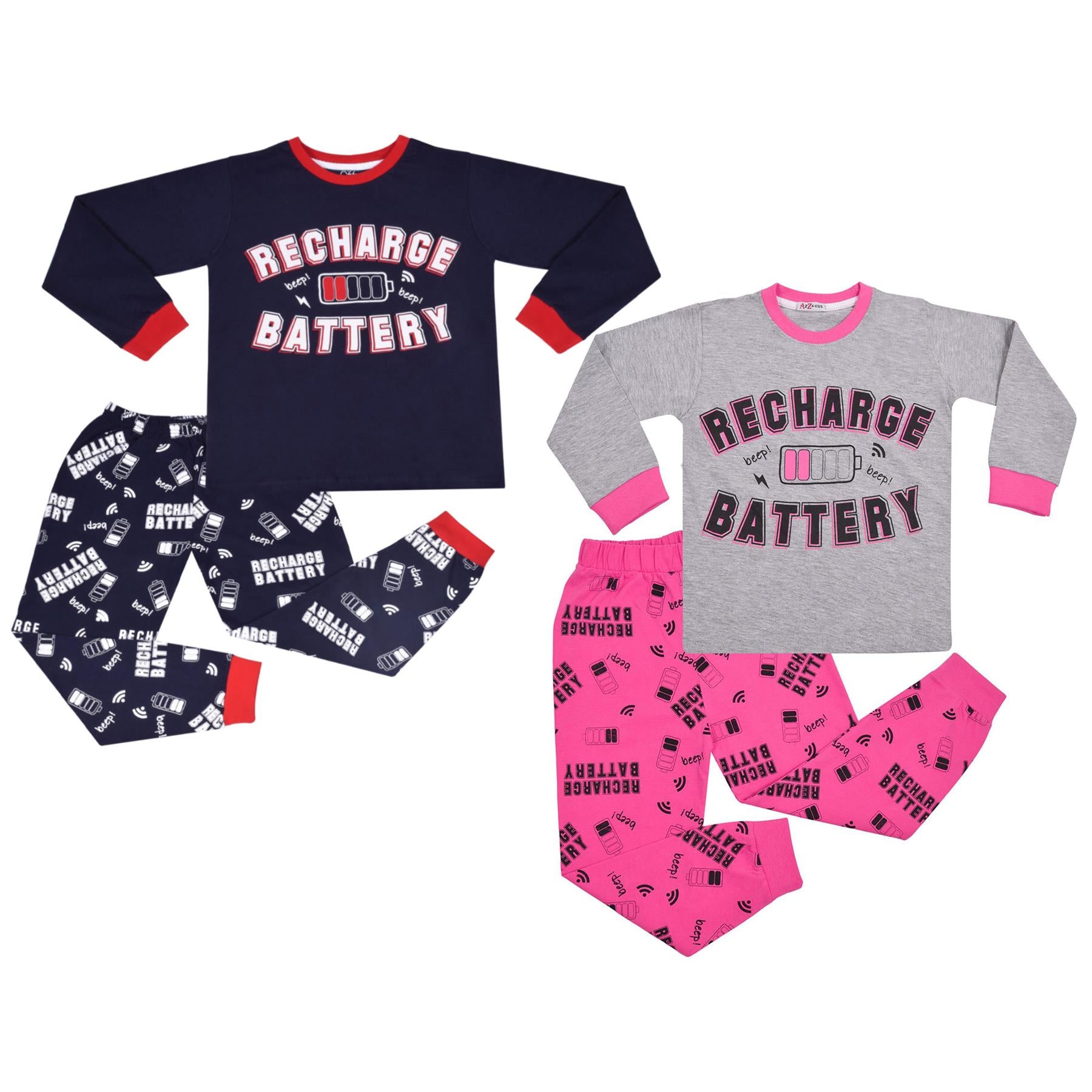 A2Z 4 Kids Girls Boys Pyjamas Splash Print Contrast PJS Set Sleepwear