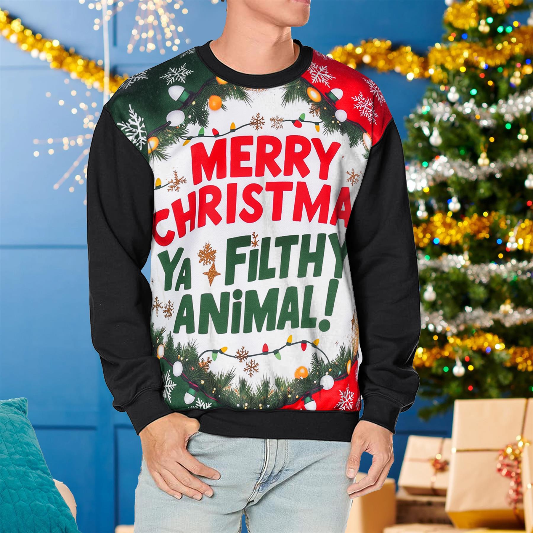 A2Z Mens Women Merry Christmas Ya Filthy Animal Jumper Hoodies Xmas Sweatshirts