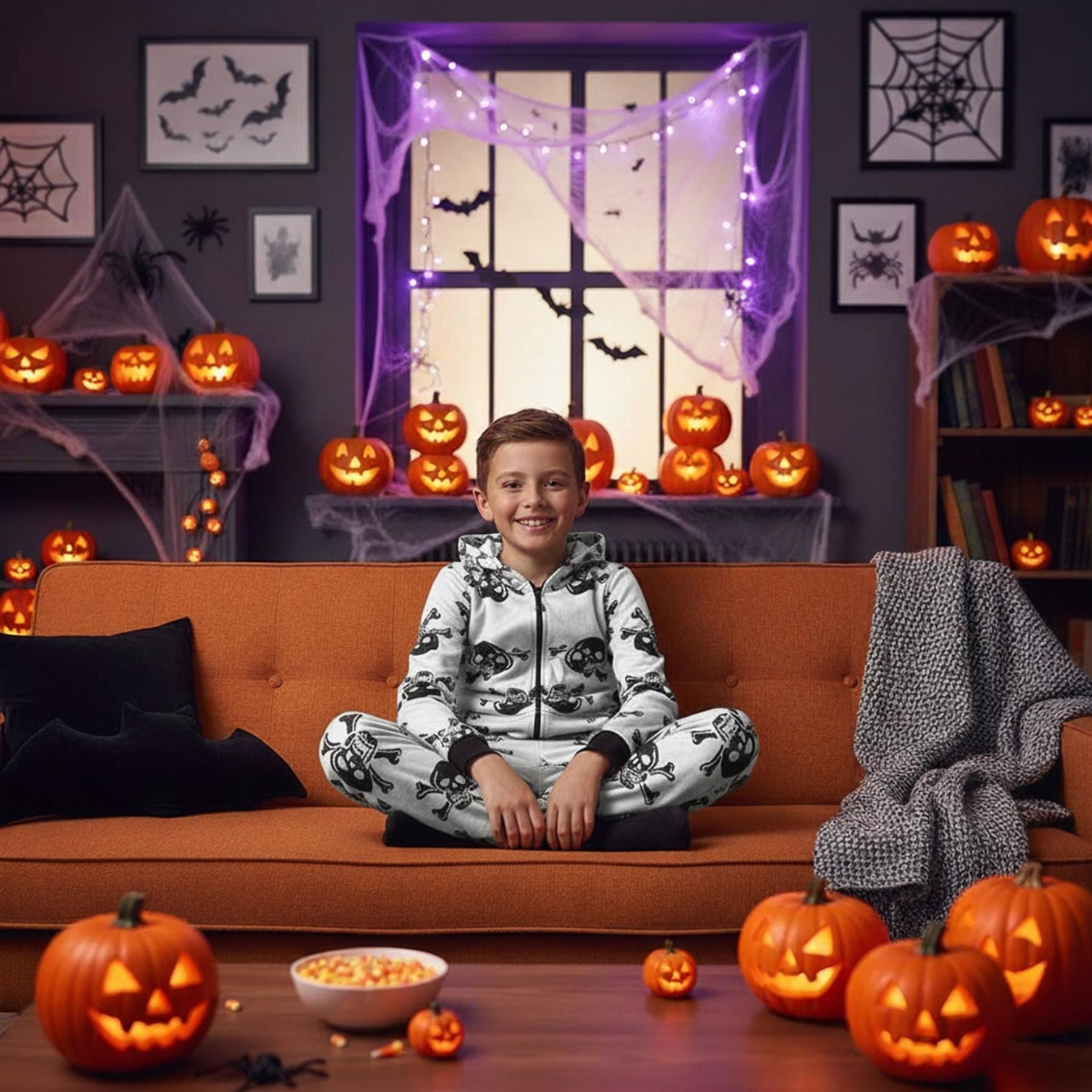 Kids Girls Boys One Piece Halloween Print Onesie