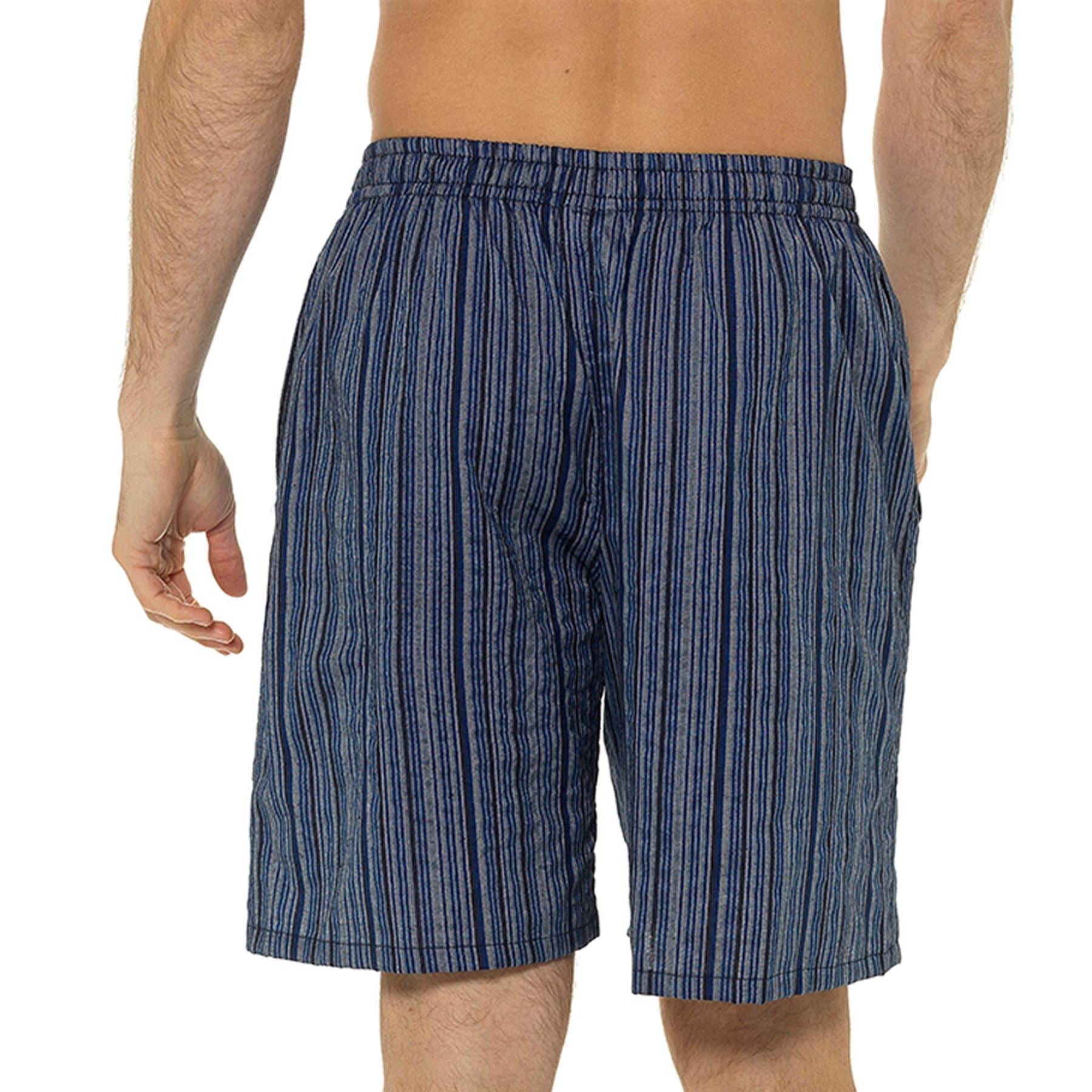 A2Z Mens Shorts Twins Pack Stripe Check Woven Pyjama Summer Casual Active Shorts