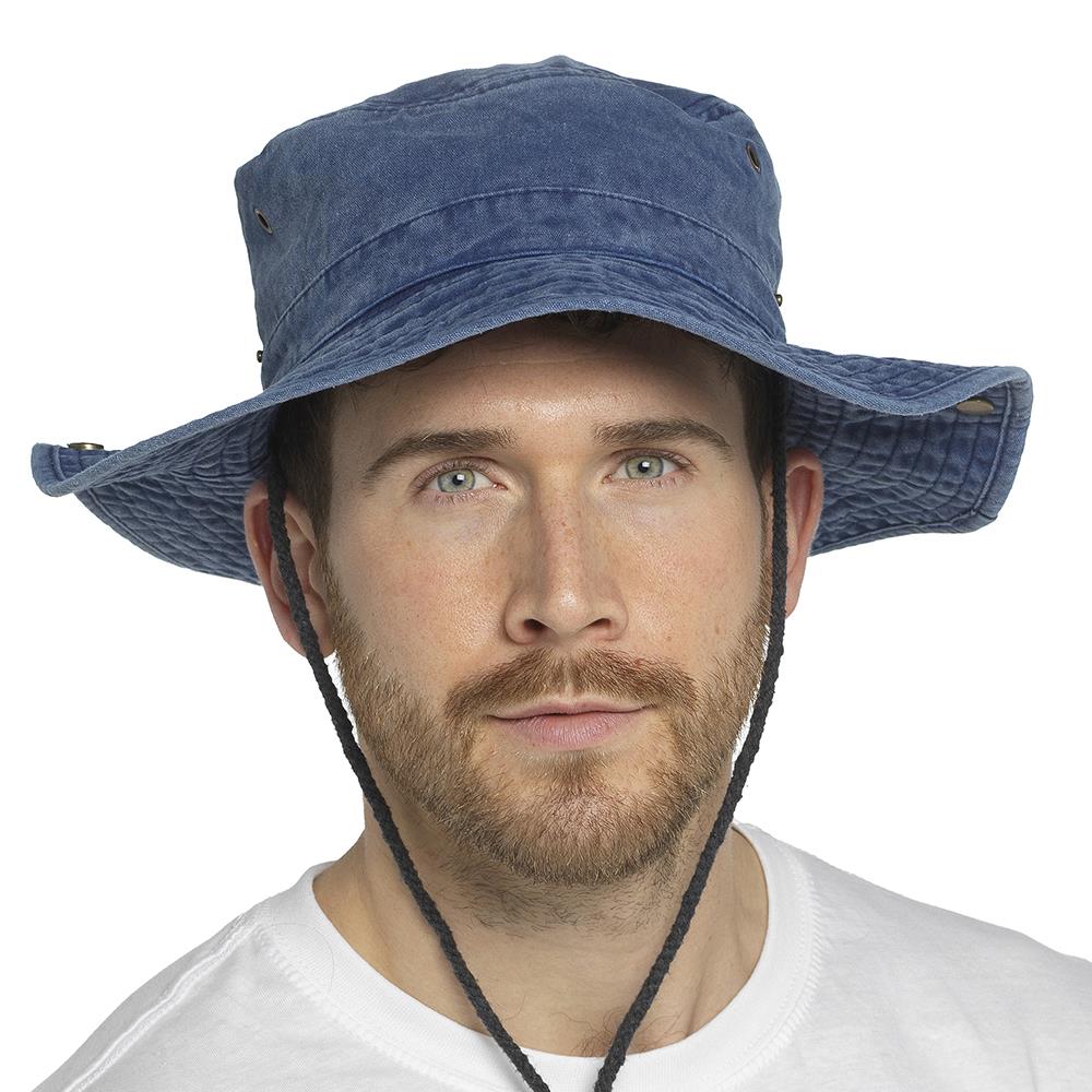 Mens Sun Hats Safari UV Protection Hat Breathable With Adjustable Chin Strap