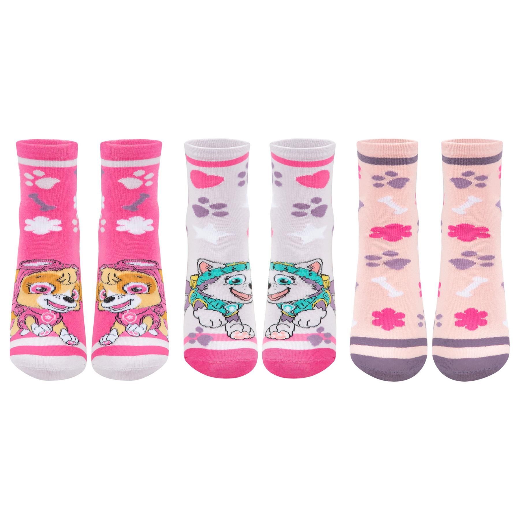 Kids Girls Socks Pack Of 3 Paw Patrol Ankle Socks Officially Licensed Soft Sock