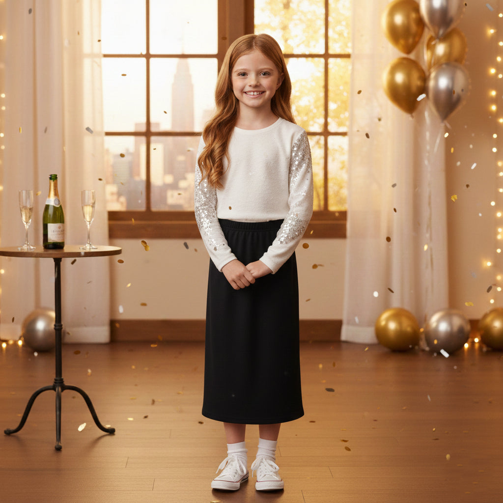 Girls Maxi Skirt Soft Stretch Viscose Skirt Comfy School Wear For Age 5-13 Year