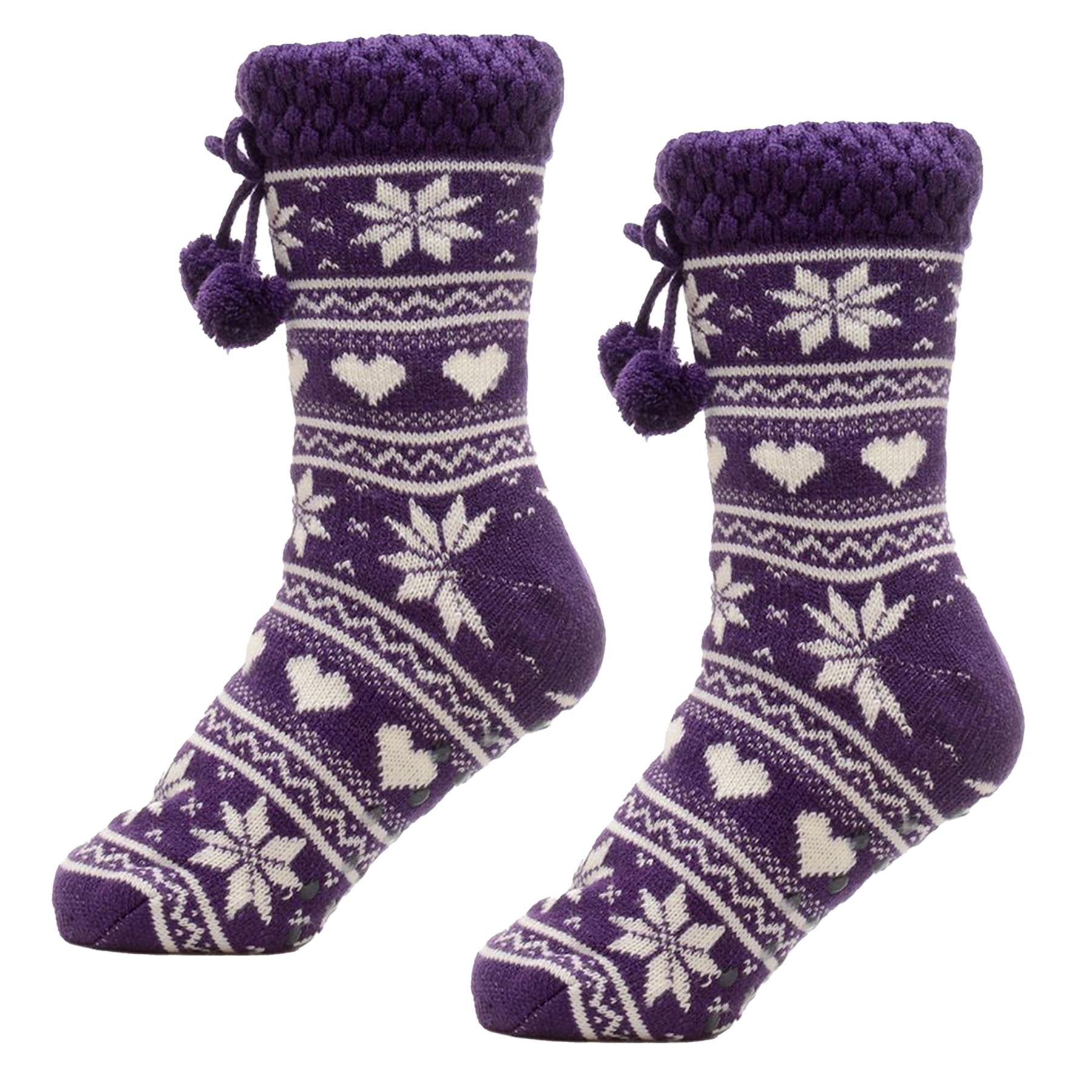 A2Z Ladies Fairisle Slipper Socks Sherpa Lining Comfortable For Daily Wear Socks