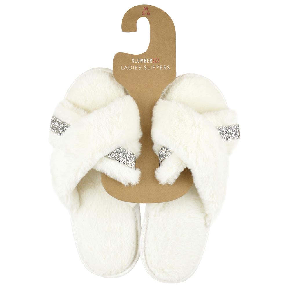 Women Crossover Slippers With Cozy Fur Memory Foam Fluffy Comfortable Sliders