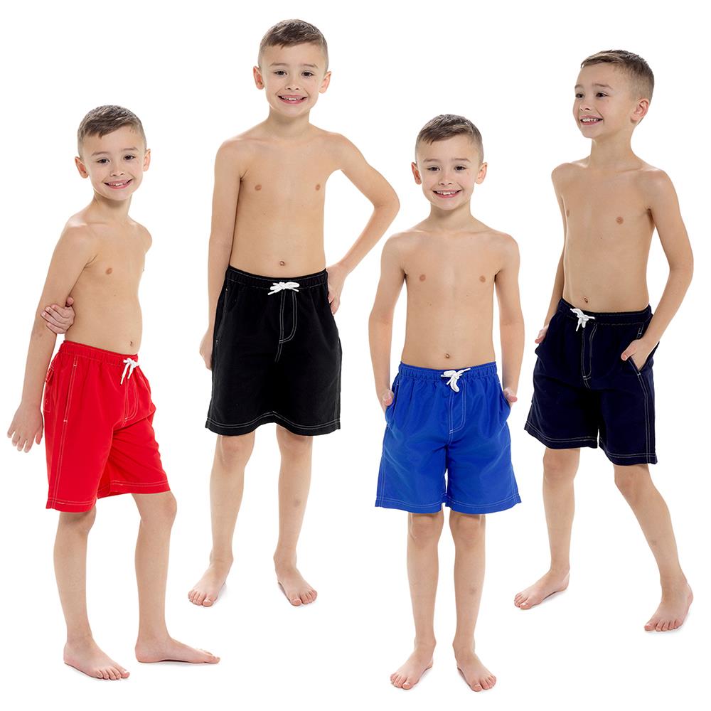 A2Z Kids Boys Beach Plain Swim Lightweight Contrast Thread Detail Boardshorts