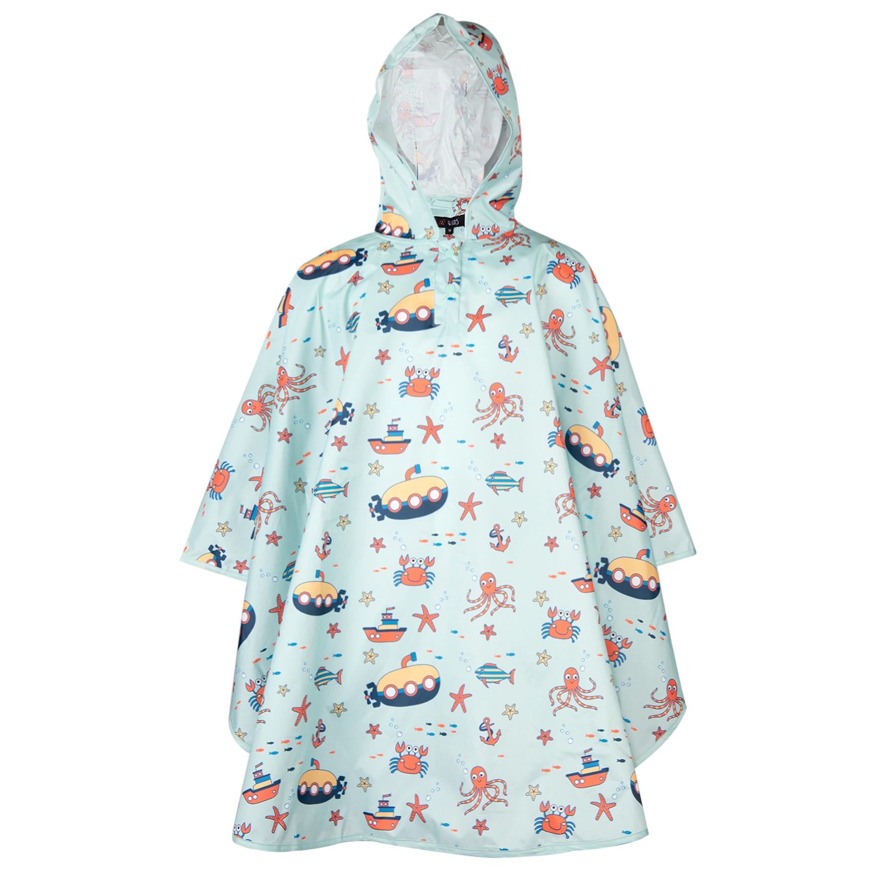 Kids Girls Boys Waterproof Hooded Rain Poncho Lightweight Reusable Raincoat