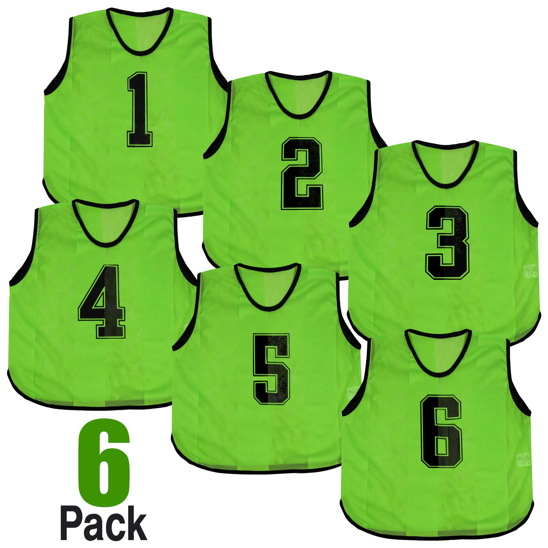 Kids 6 Pack Sports Number Mesh Bibs Comfortable During Football Rugby Sports