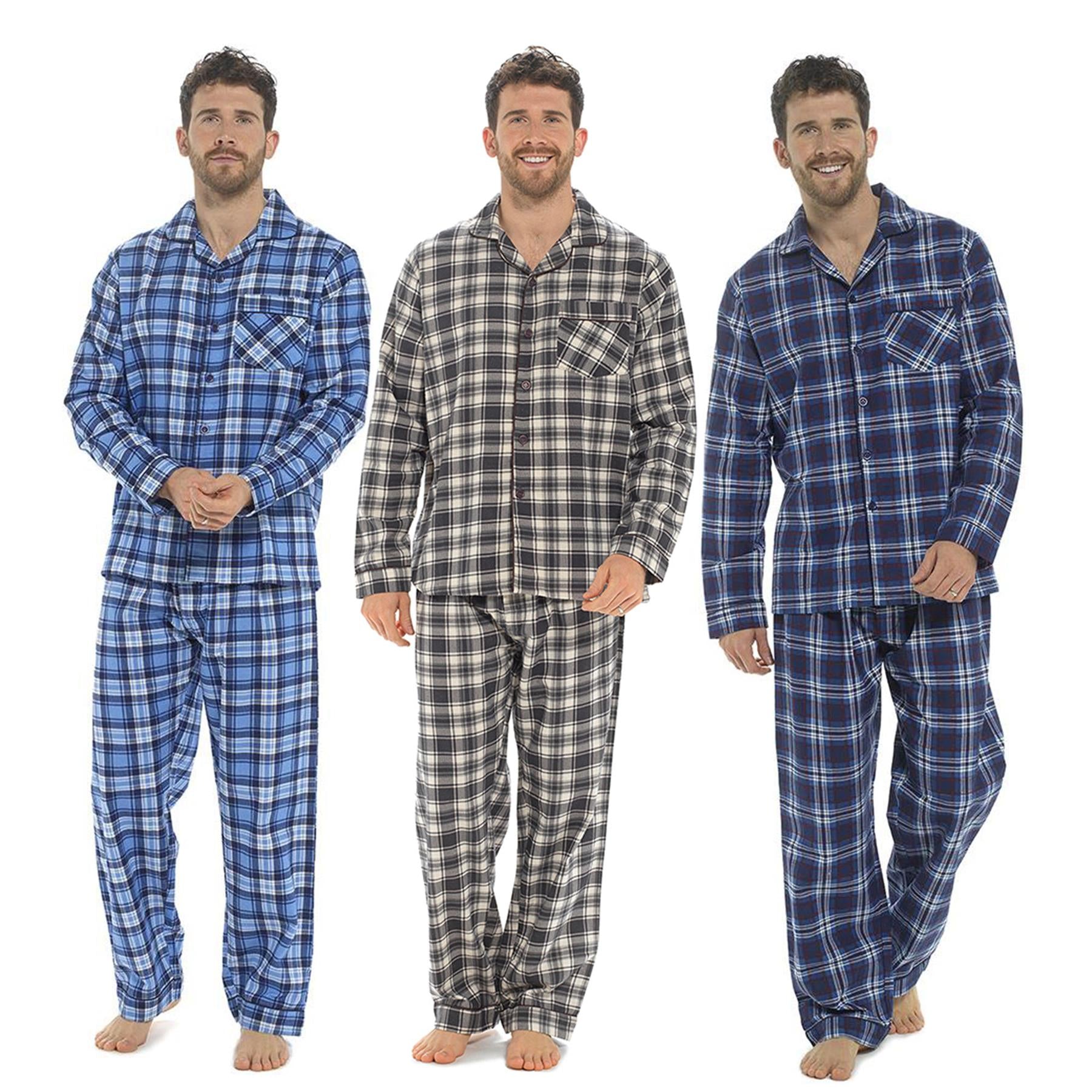 A2Z Mens Pyjama Traditional Check Brushed Cotton PJS Pyjama Set 2 Piece Top Set