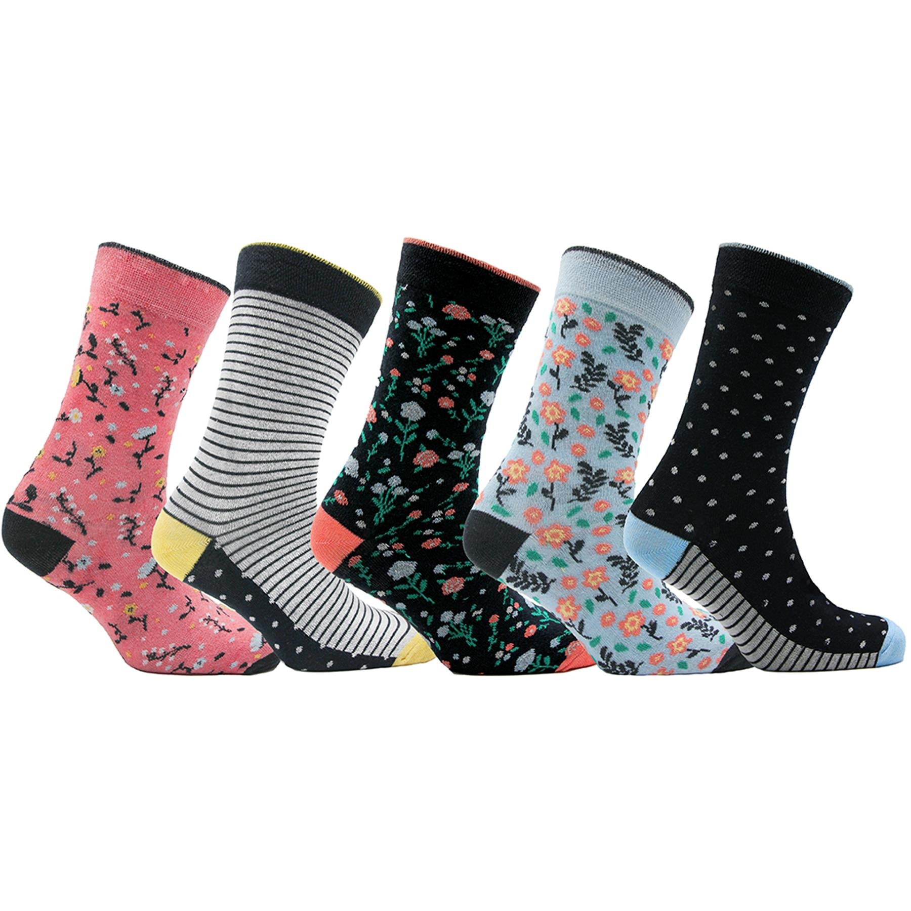 A2Z Ladies Socks Pack of 5 Exquisite Elegance Cotton Rich Gift Box Womens Socks