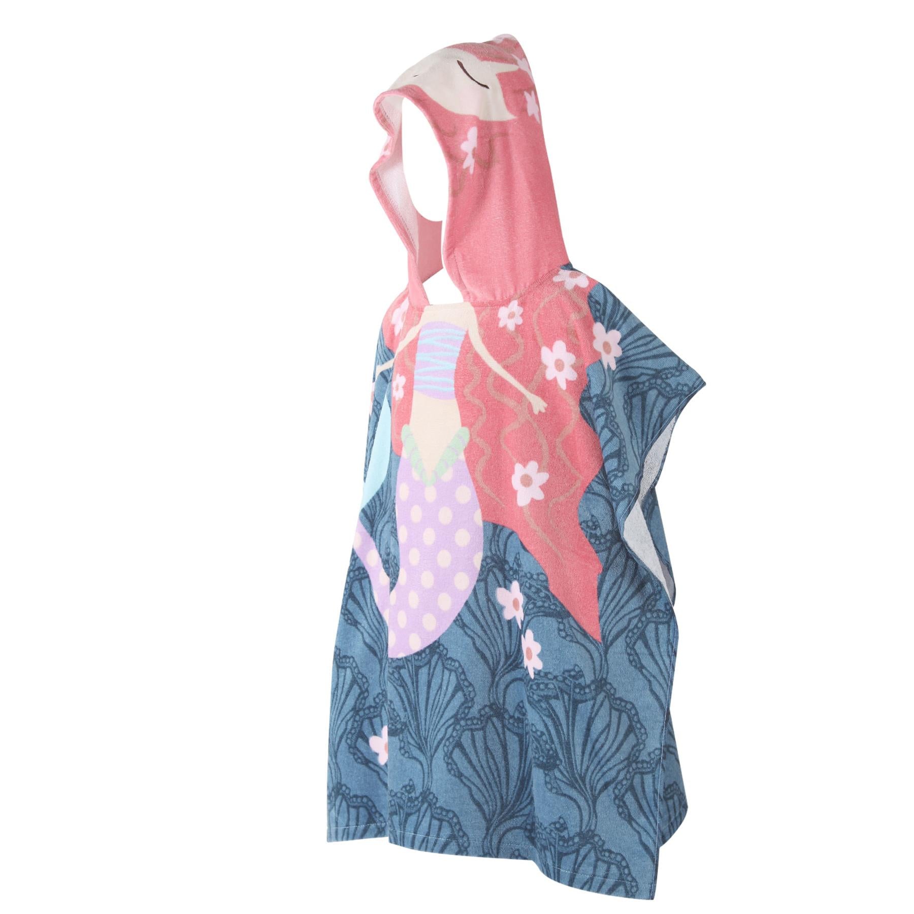 A2Z 4 Kids Girls Towel Poncho Mermaid Cotton Soft Hooded Bathrobe Swimming Wrap