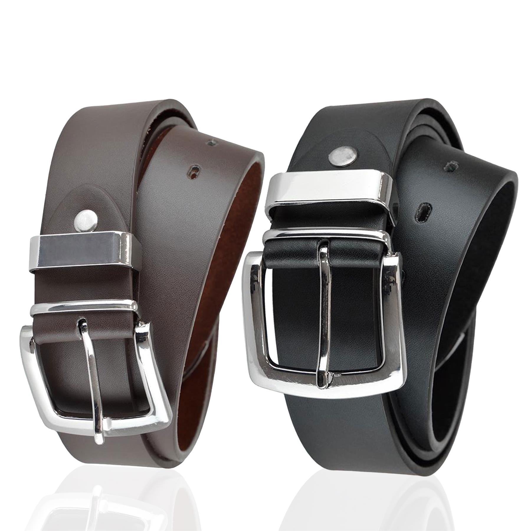 A2Z Mens Belts Alloy Pin Silver Buckle Belt Leather Lined Jeans Suit Work Belts