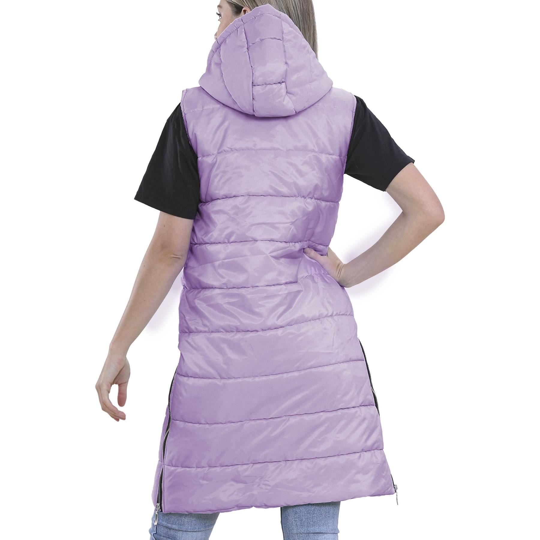 Ladies Oversized Zipped Hooded Long Line Lilac Jacket