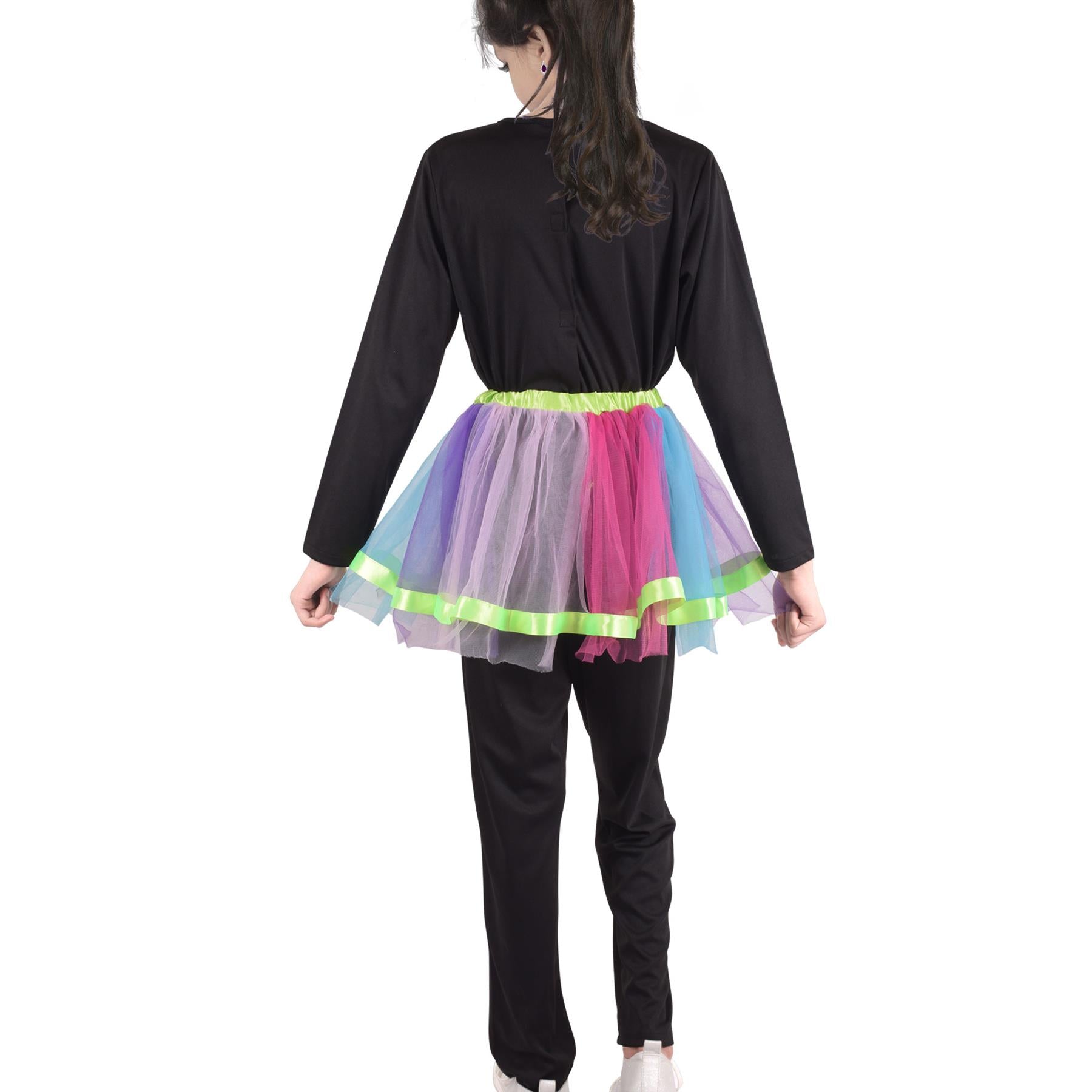 Kids Girls Skeleton Costume With Rainbow Tutu Halloween Parties Fancy Dress