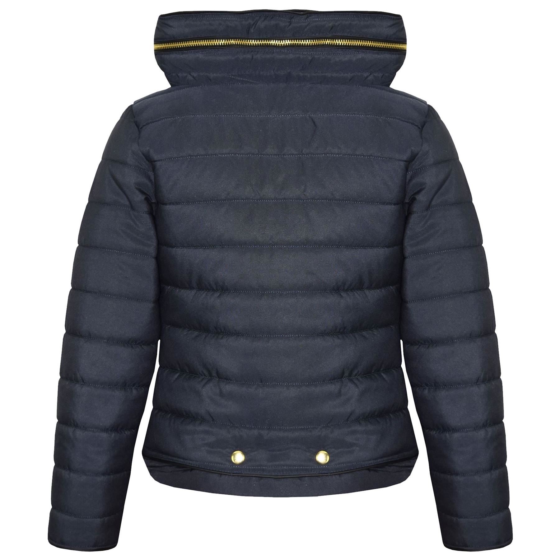 Girls Jacket Kids Padded Puffer Bubble Fur Collar Quilted Warm Thick Coats 3-13 Y