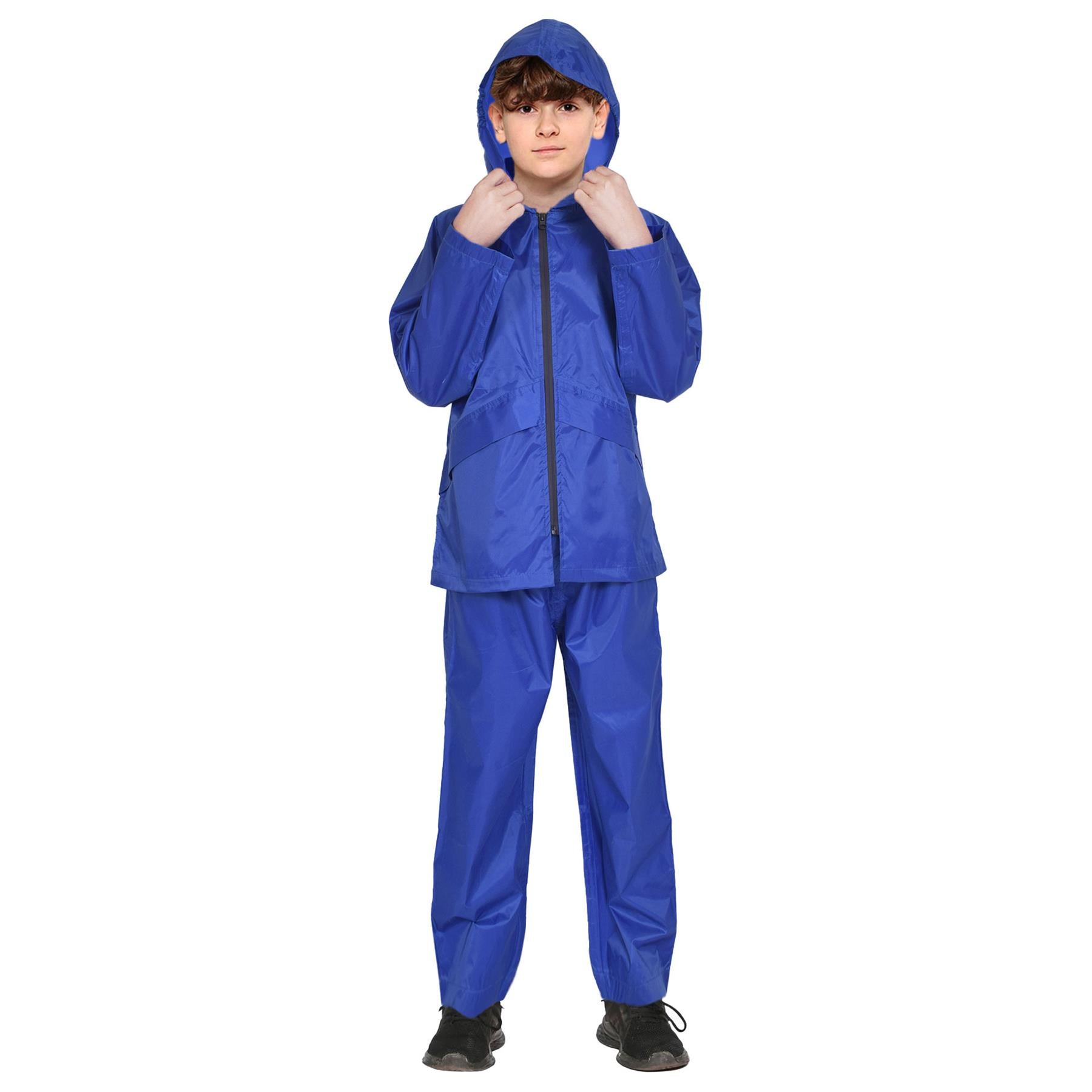 A2Z 4 Kids Girls Boys Rain Suit Lightweight Waterproof Jacket Trouser Hooded Set