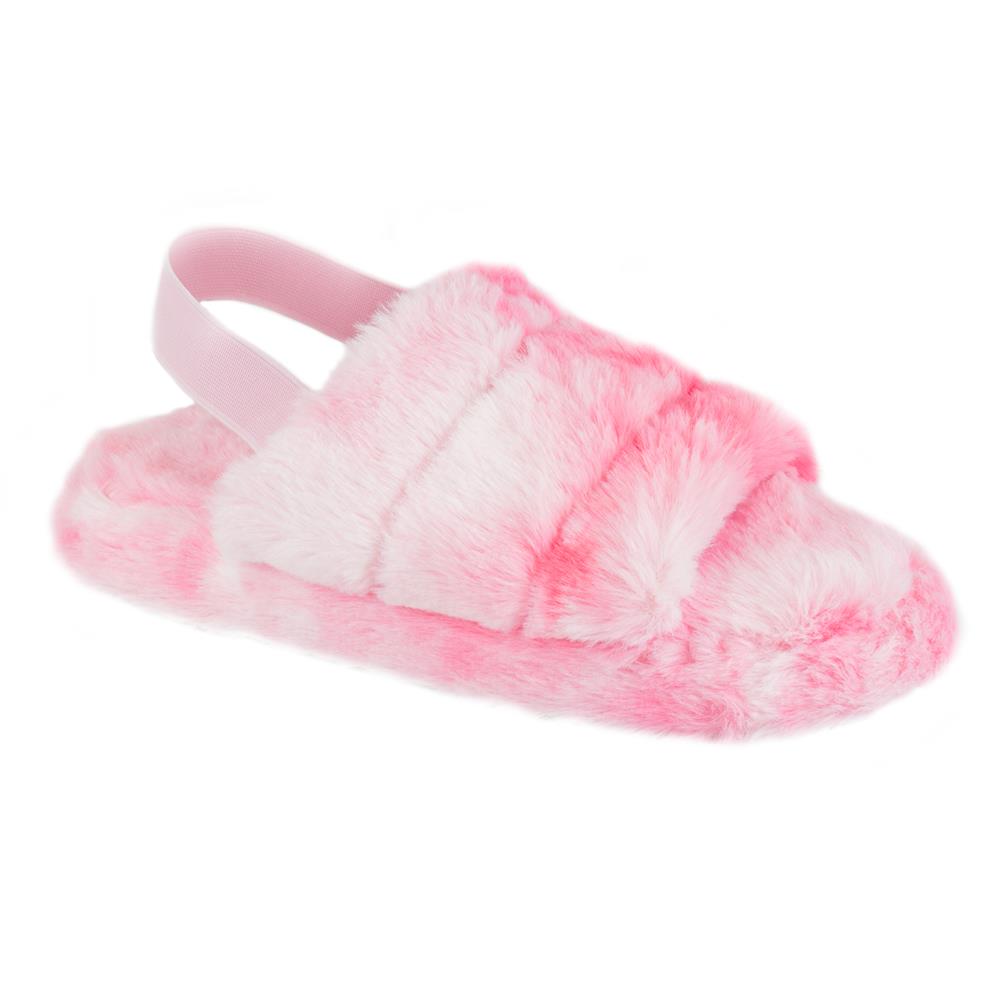 Women Sliders Ladies Fluffy Faux Fur Peep Toe Warm Winter Sandals