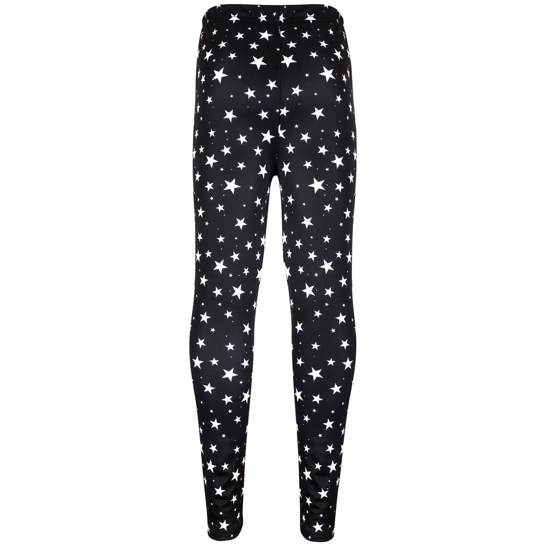 Girls Stars Print Black Soft Stretchy Fashion Leggings