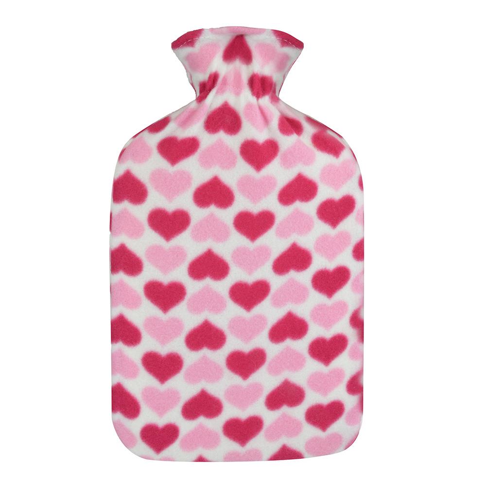 A2Z Hot Water Bottle Leopard Hearts Fleece Cover 2 Liter Bottles Heat Therapy