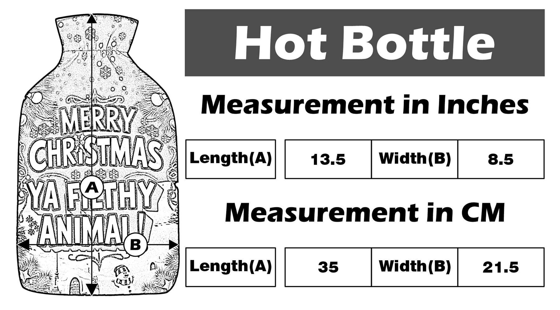 Merry Christmas Ya Filthy Animal Hot Water Bottles 2L Pain Relief Heat Therapy