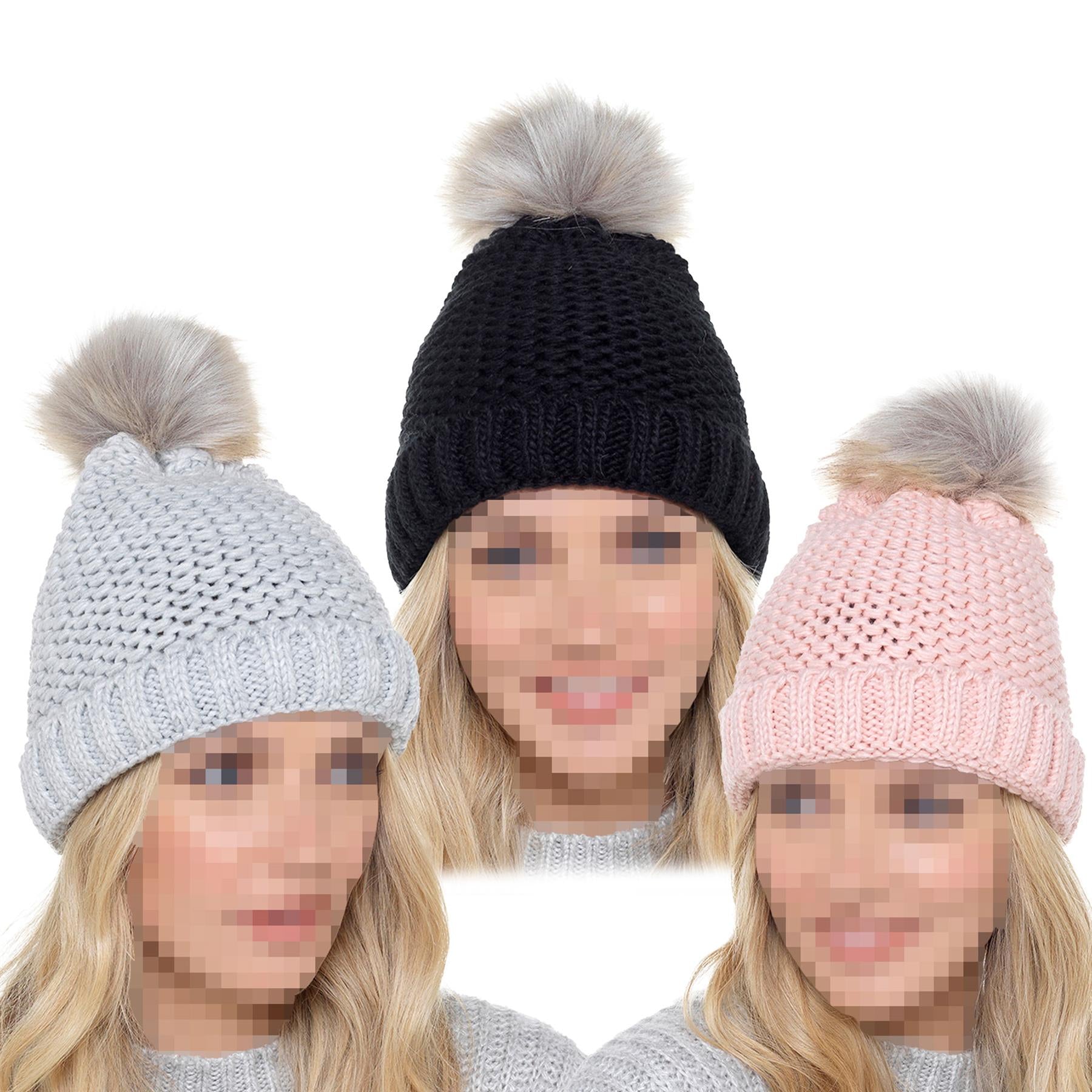 A2Z Ladies Hat Chunky Knit Beanie Bobble Pom Pom Stylish Winter Warm Cozy Hats