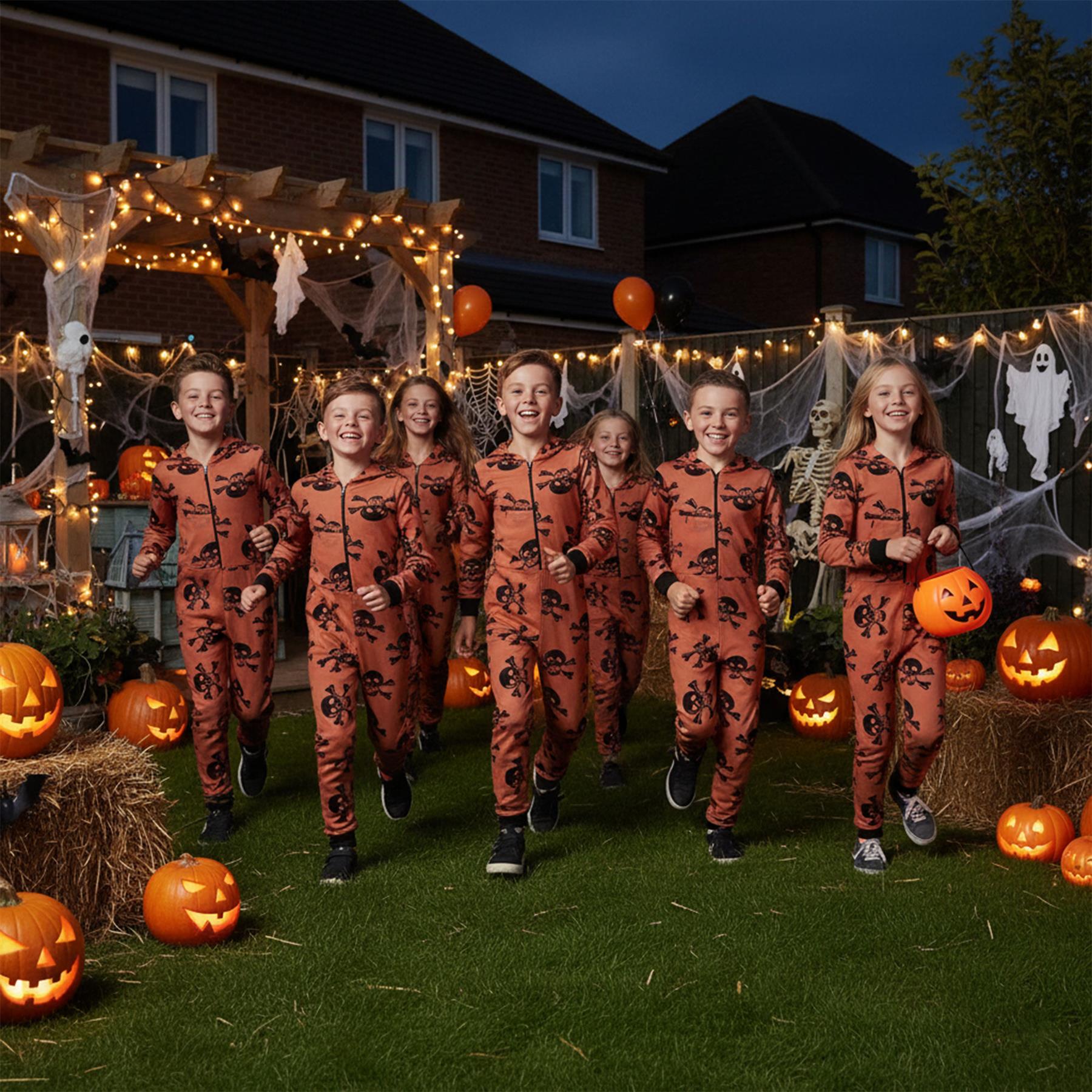 Kids Girls Boys One Piece Halloween Print Onesie