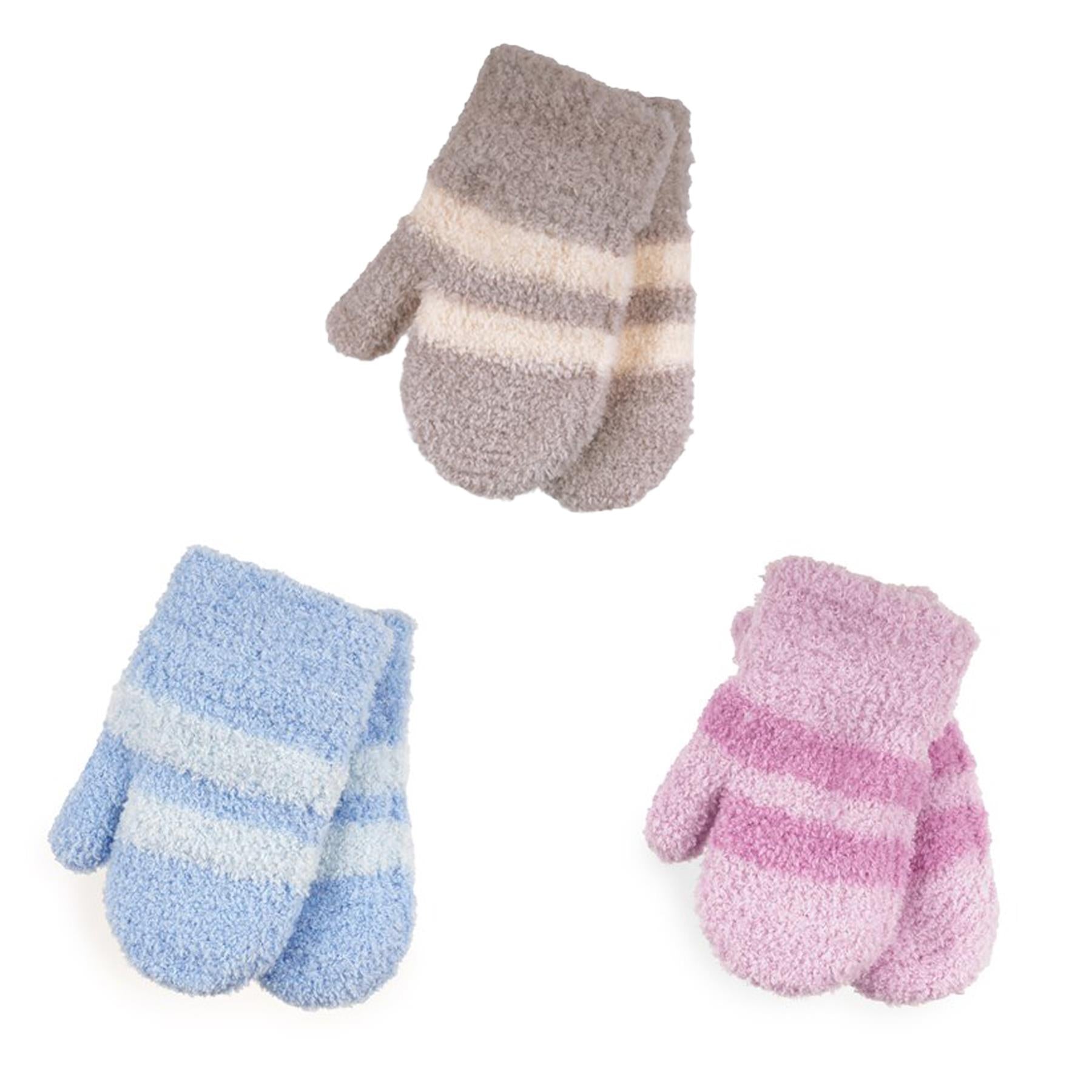 A2Z 4 Kids Baby 3 Pack Mittens Toddler Winter Warm Knitted Full Finger Gloves