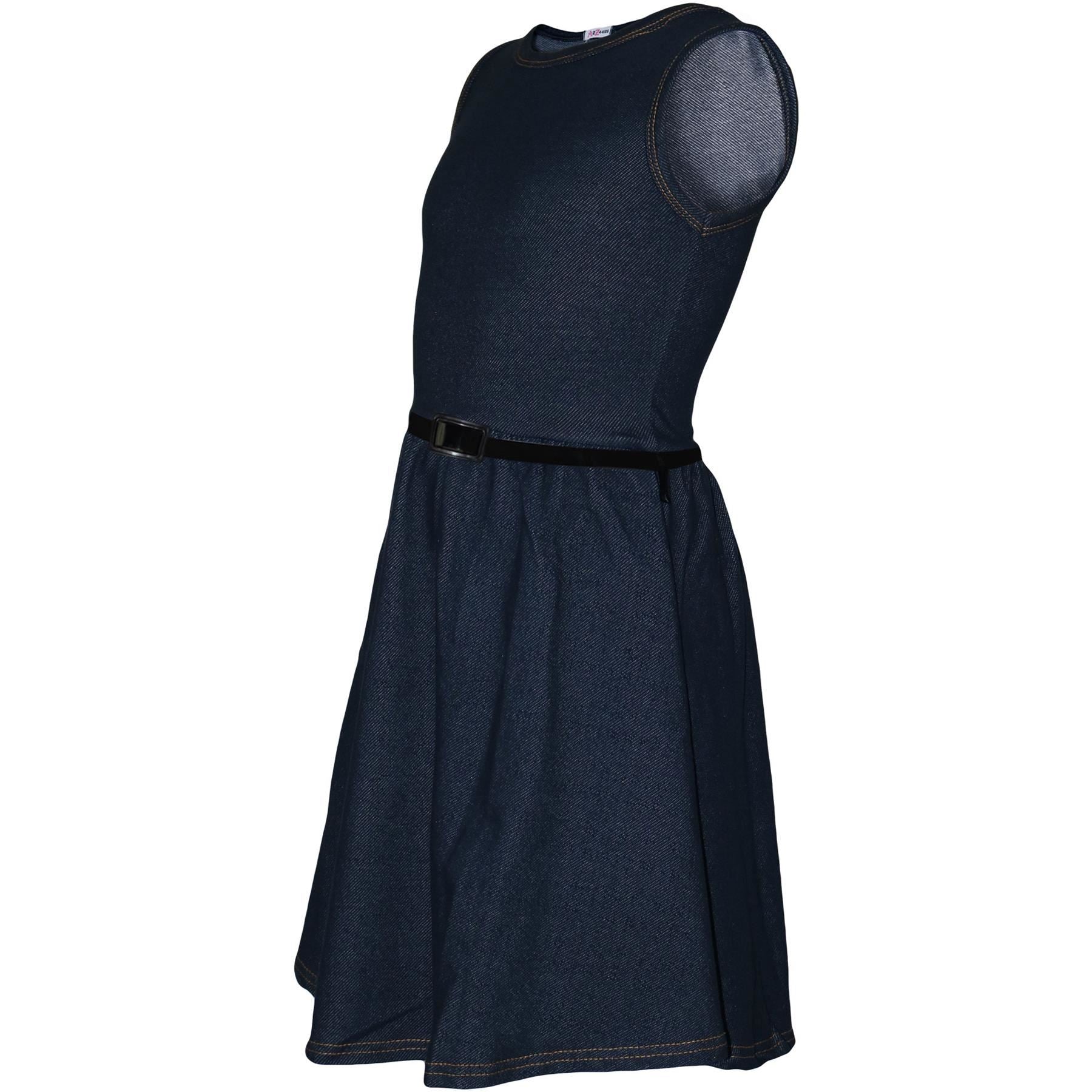 A2Z 4 Kids Girls Plain Skater Dress Party Sleeveless Flared Fashion Age 5-13