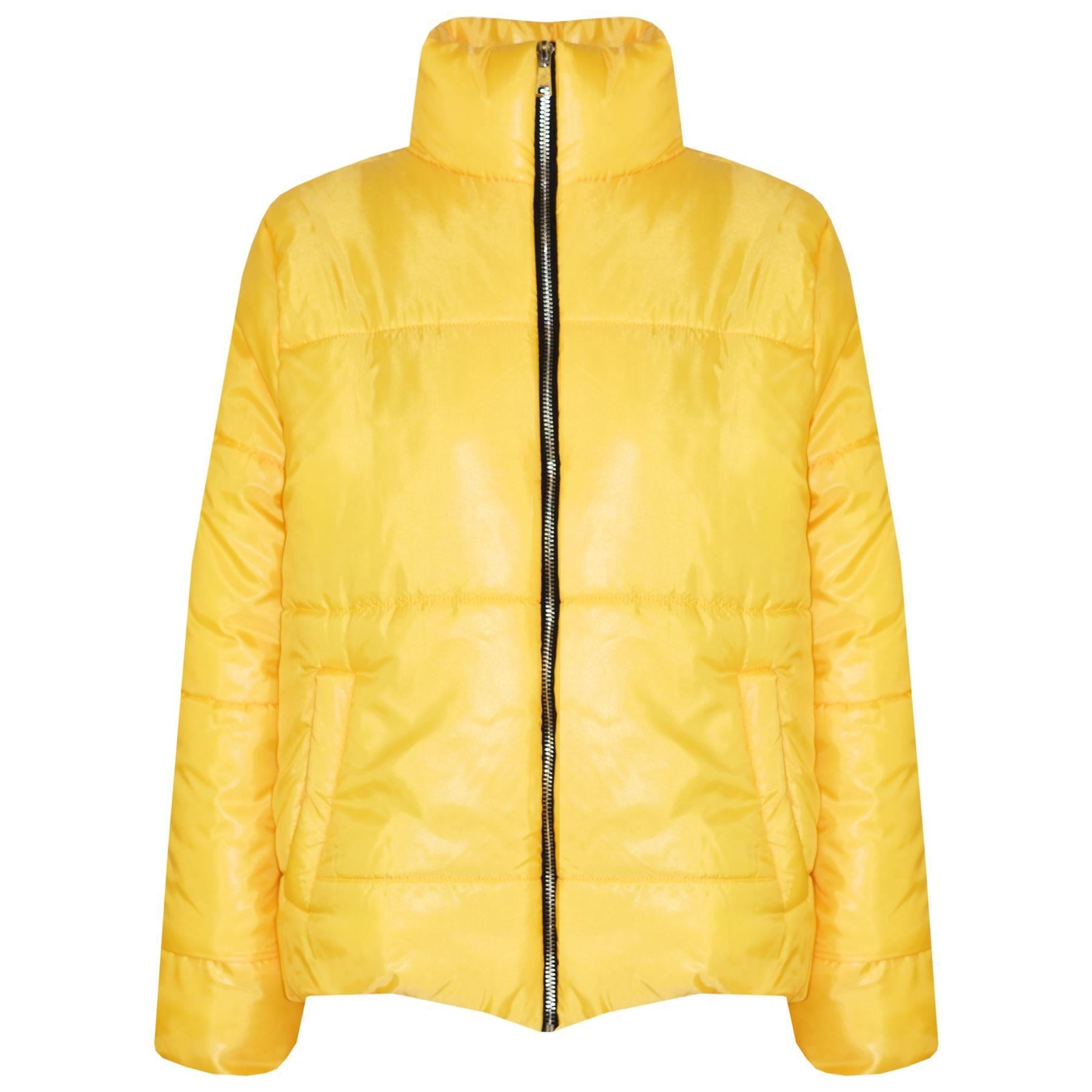 Girls Mustard Wetlook Padded Quilted Puffer Jacket