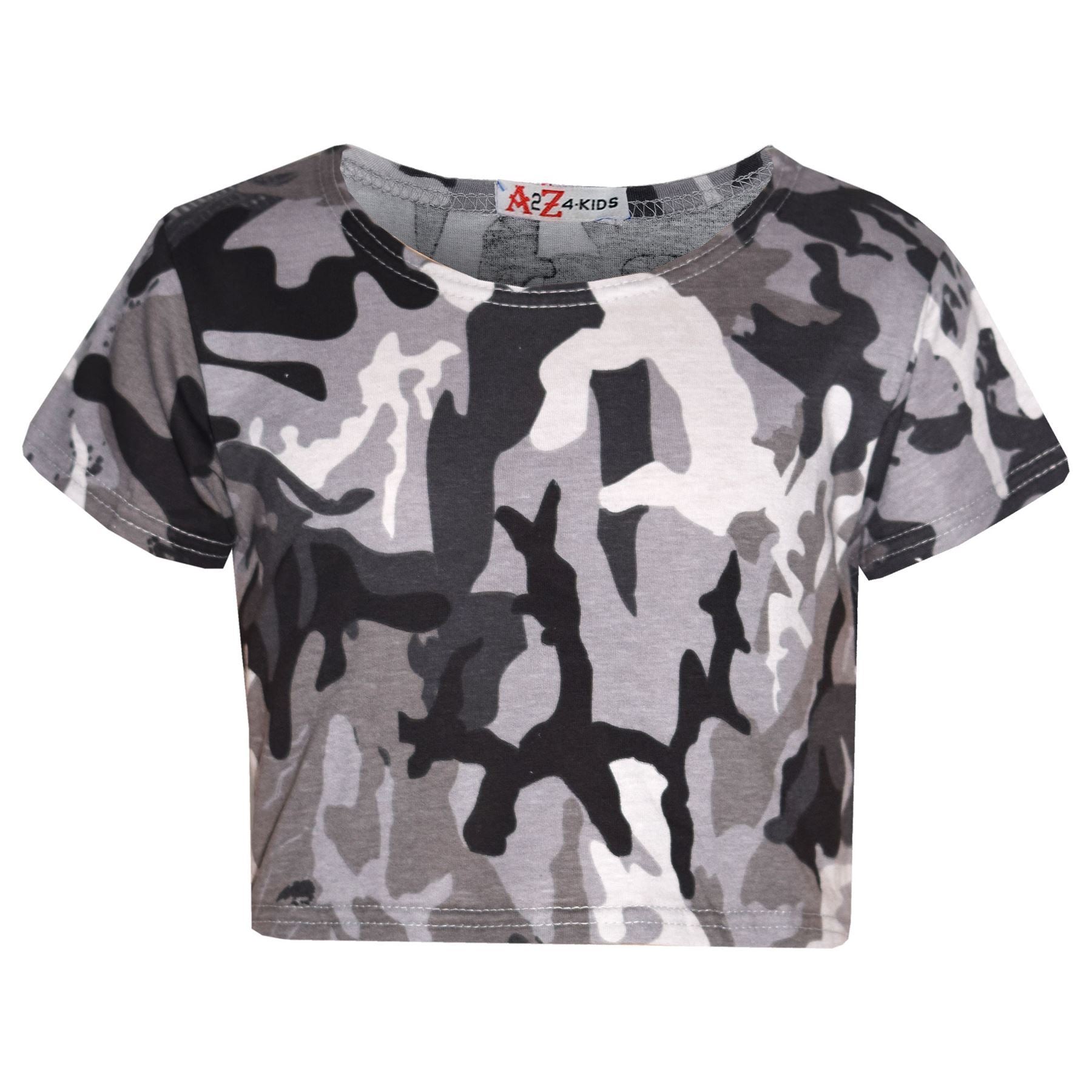 Kids Girls Camouflage Print Crop Top & Skater Skirt Summer Wear Outfit Set