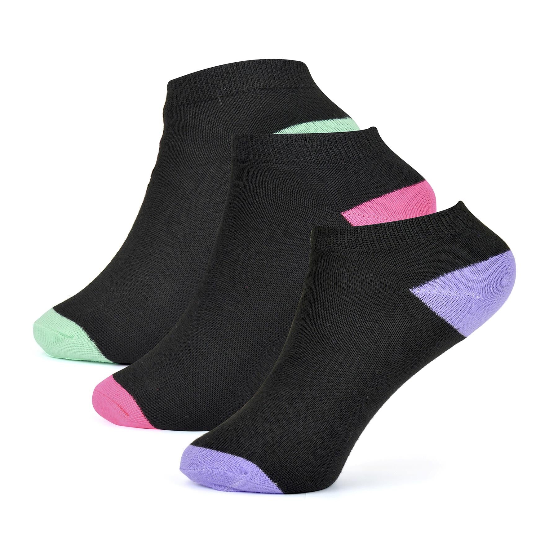 Kids Girls Premium Gym Yoga Trainer Contrast Heel & Toe Comfortable Socks