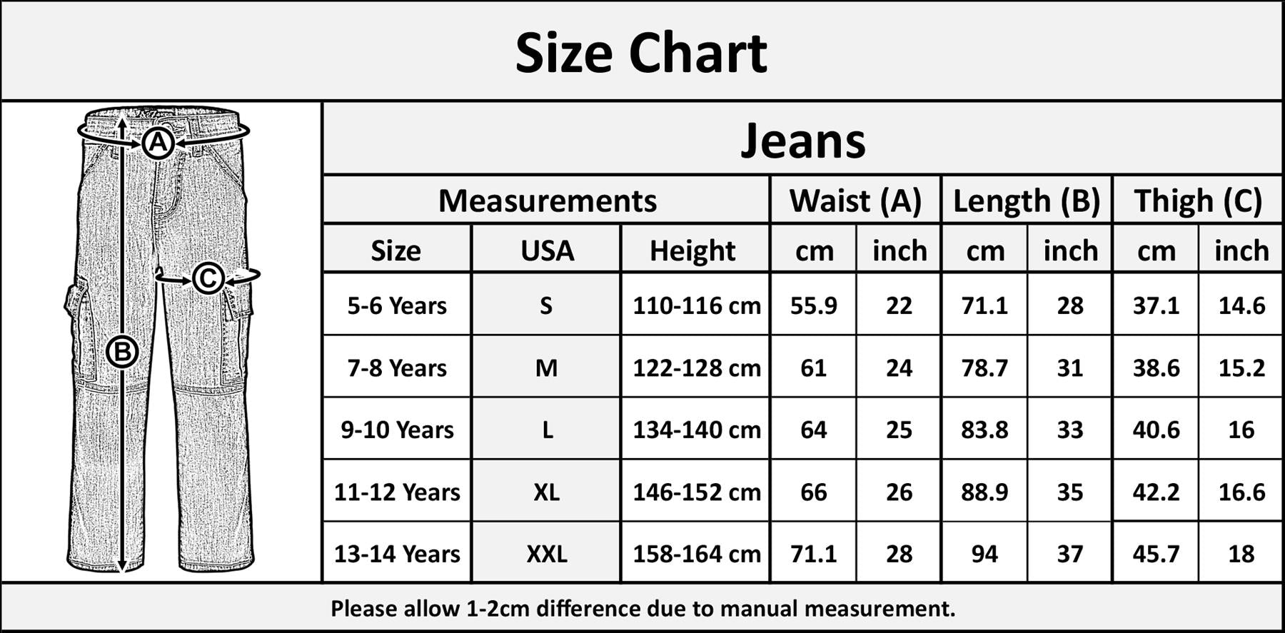 Kids Boys Cargo Denim Pant Stylish 6 Pocket Denim Jeans Stretchy Comfort Pant