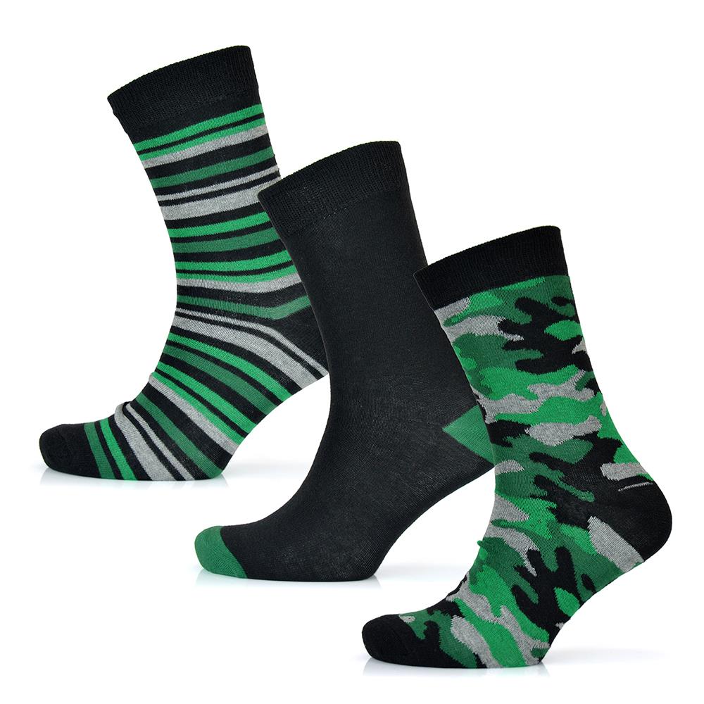 A2Z Mens Camo And Argyle Contrast Design Pack of 3 Comfortable Soft Socks