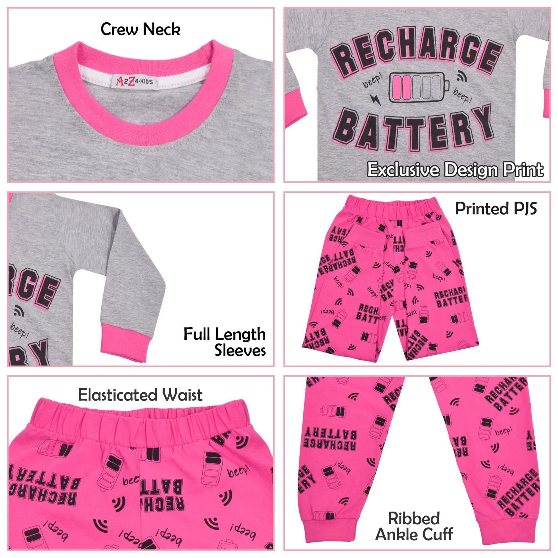 Kids Girls Good Night Print Pyjamas Set