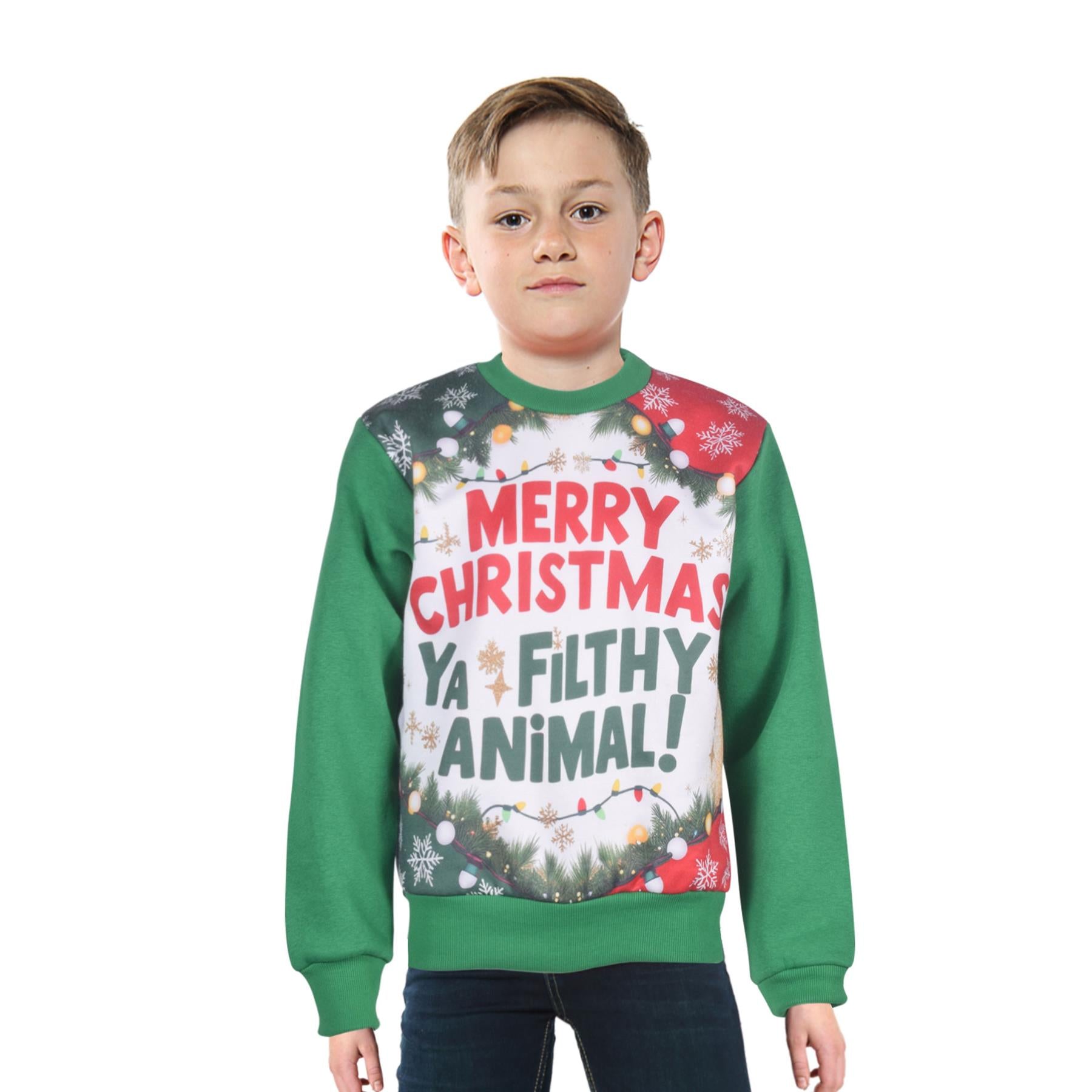 Kids Girls Boys Merry Christmas Ya Filthy Animal Jumper Hoodies Xmas Sweatshirts