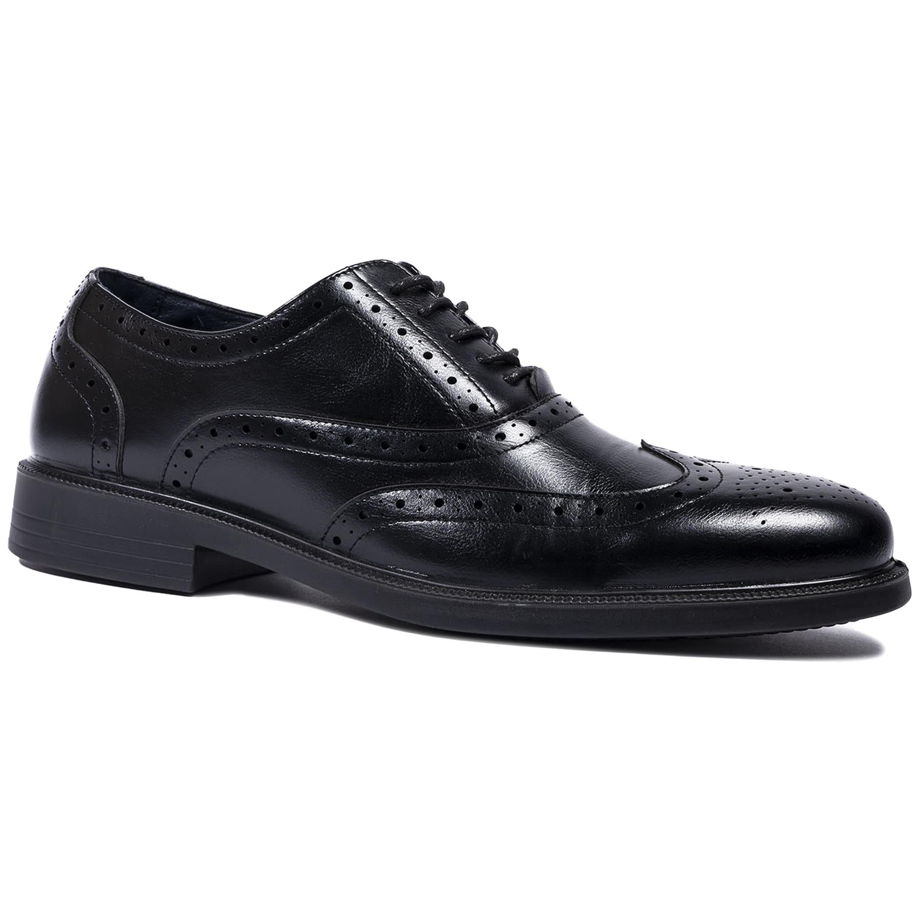 Mens PU Leather Brogue Patent Boots Lace Up Senior Boys High School Office Shoes