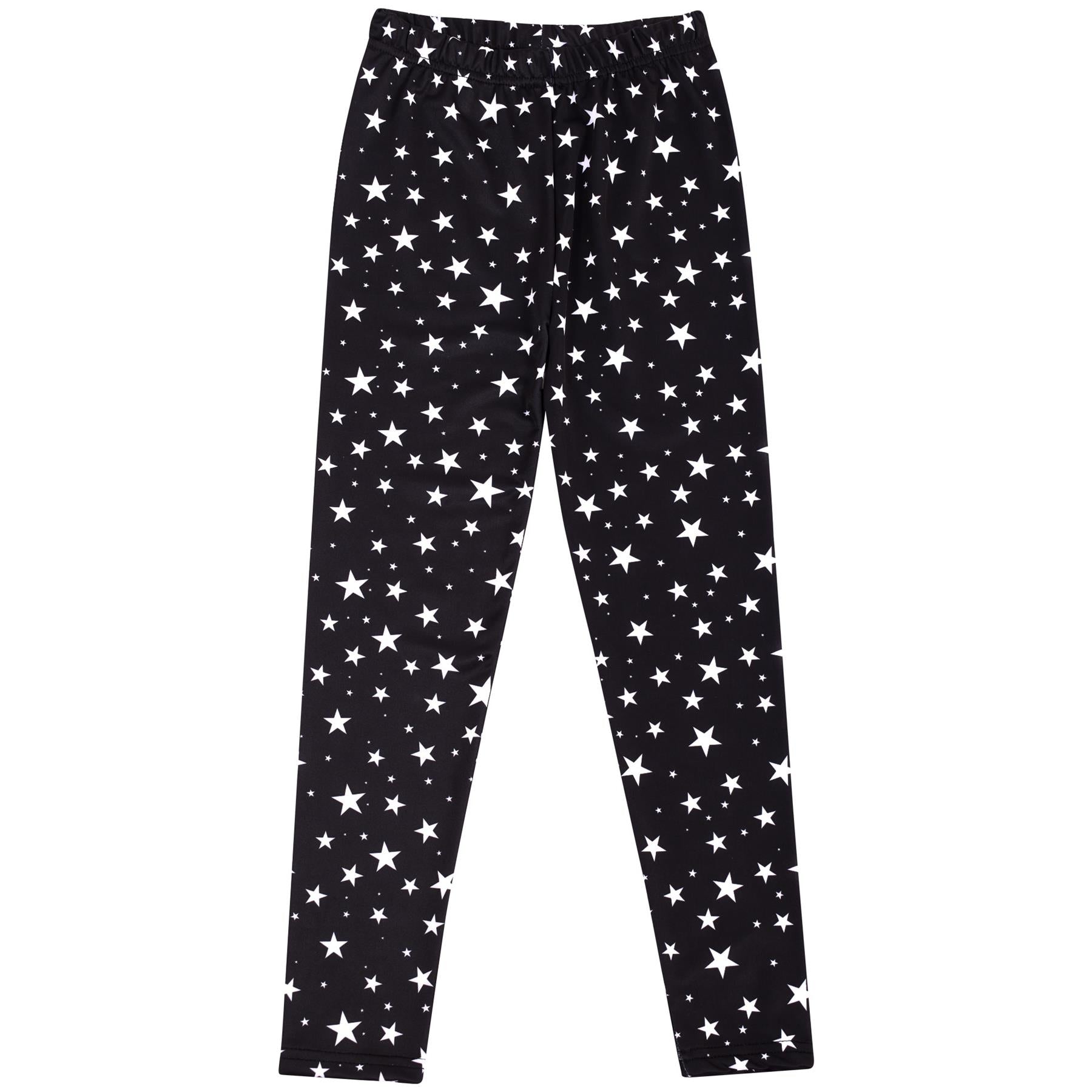 Girls Stars Print Black Soft Stretchy Fashion Leggings