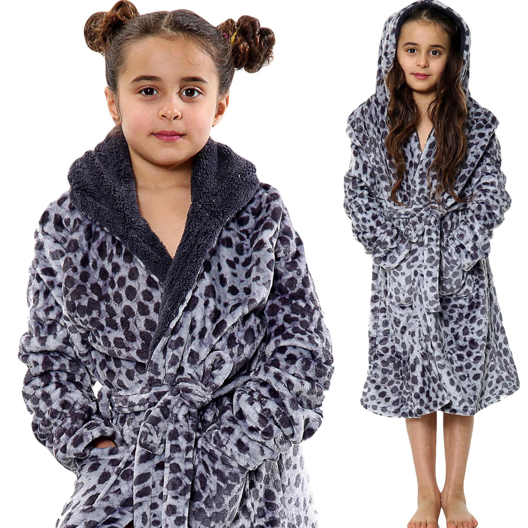 A2Z 4 Kids Soft Leopard Print Bathrobe Dressing Gown