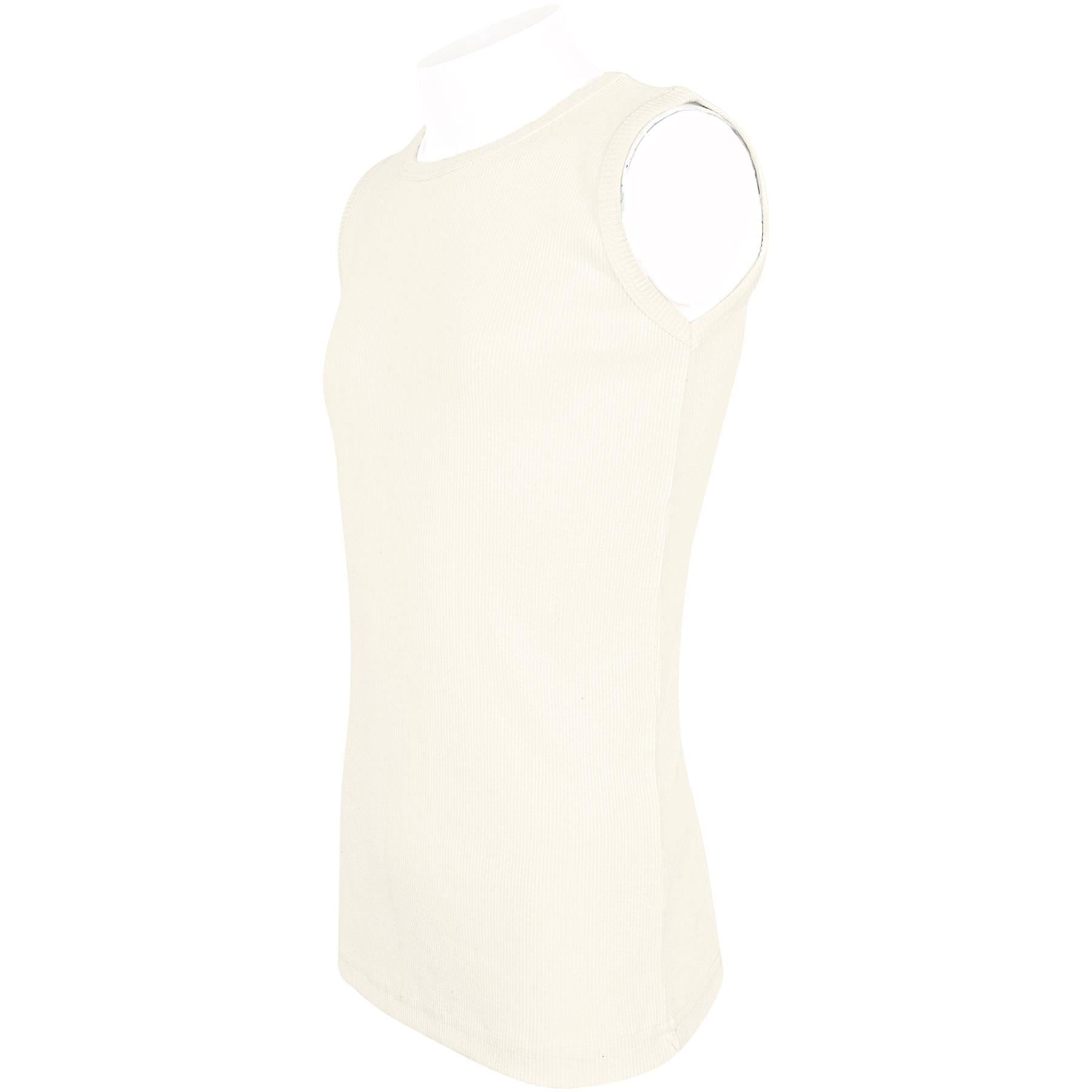 Kids Girls Ribbed Vest Top 100% Thick Cotton Fashion Tank Tops T Shirt 2-13 Year