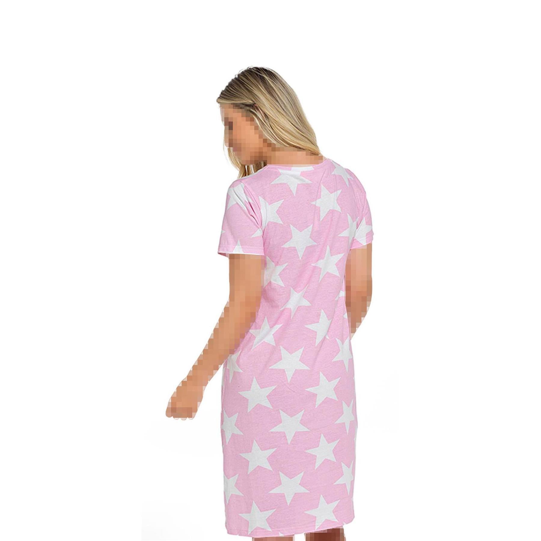 A2Z Ladies Short Sleeves Nightie Star Cotton Jersey Nightshirts Night Dress 8-22