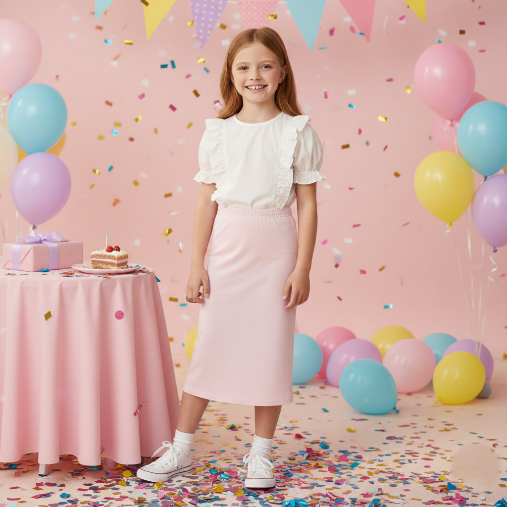 Girls Maxi Skirt Soft Stretch Viscose Skirt Comfy School Wear For Age 5-13 Year