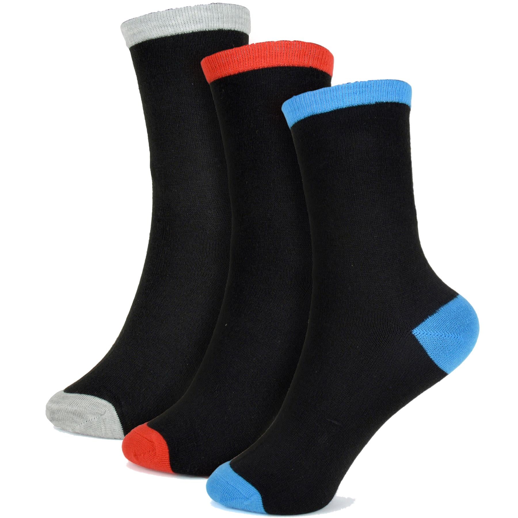 Kids Boys Stylish Comfortable Contrast Heel & Toe 3 Pack Socks Premium Quality