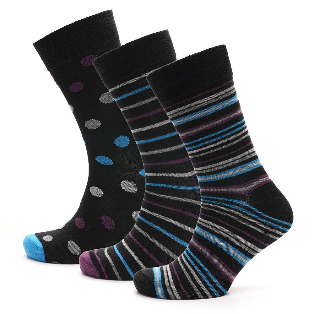 Mens 3 Pack Heel & Toe Design and Novelty Striped Spotty Football & Car Print