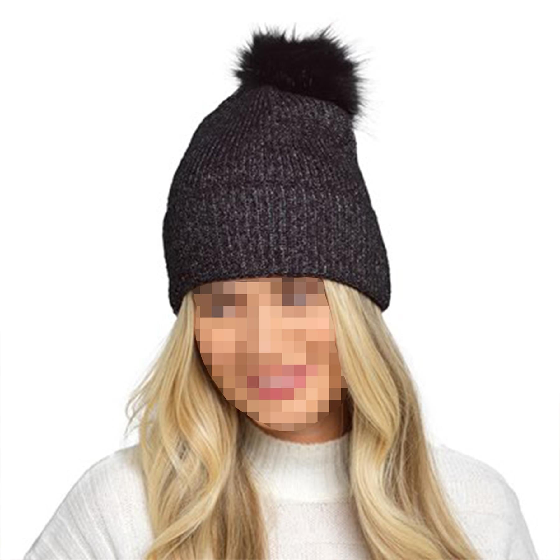 A2Z Ladies Hat Soft Knit Ribbed Beanie Pom Pom Stretchy Winter Warm Cozy Hats