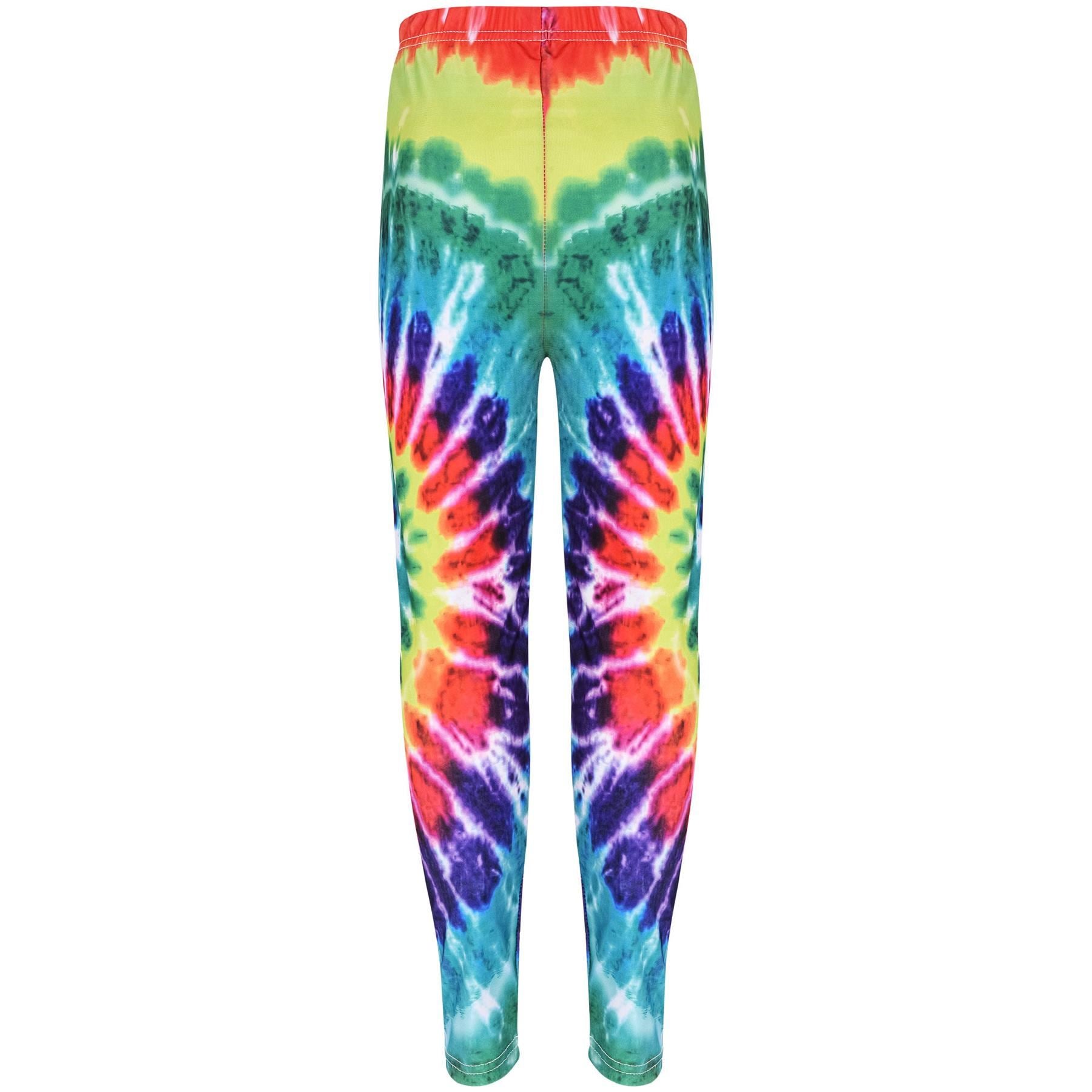 Kids Girls 3D Tie Dye Print Leggings