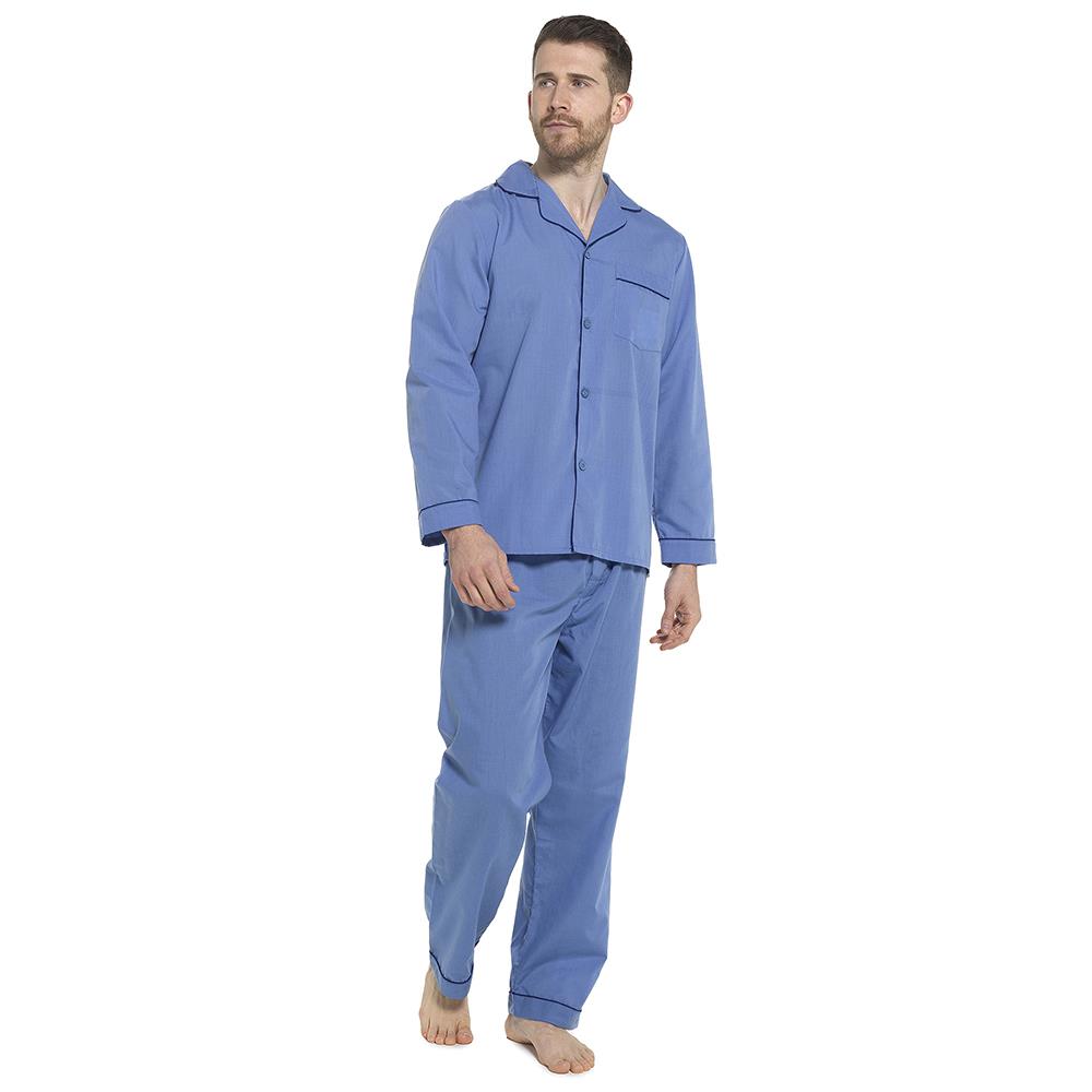 Men's Traditional Pyjama Set Button Through Contrast Sleepwear Loungewear Dress