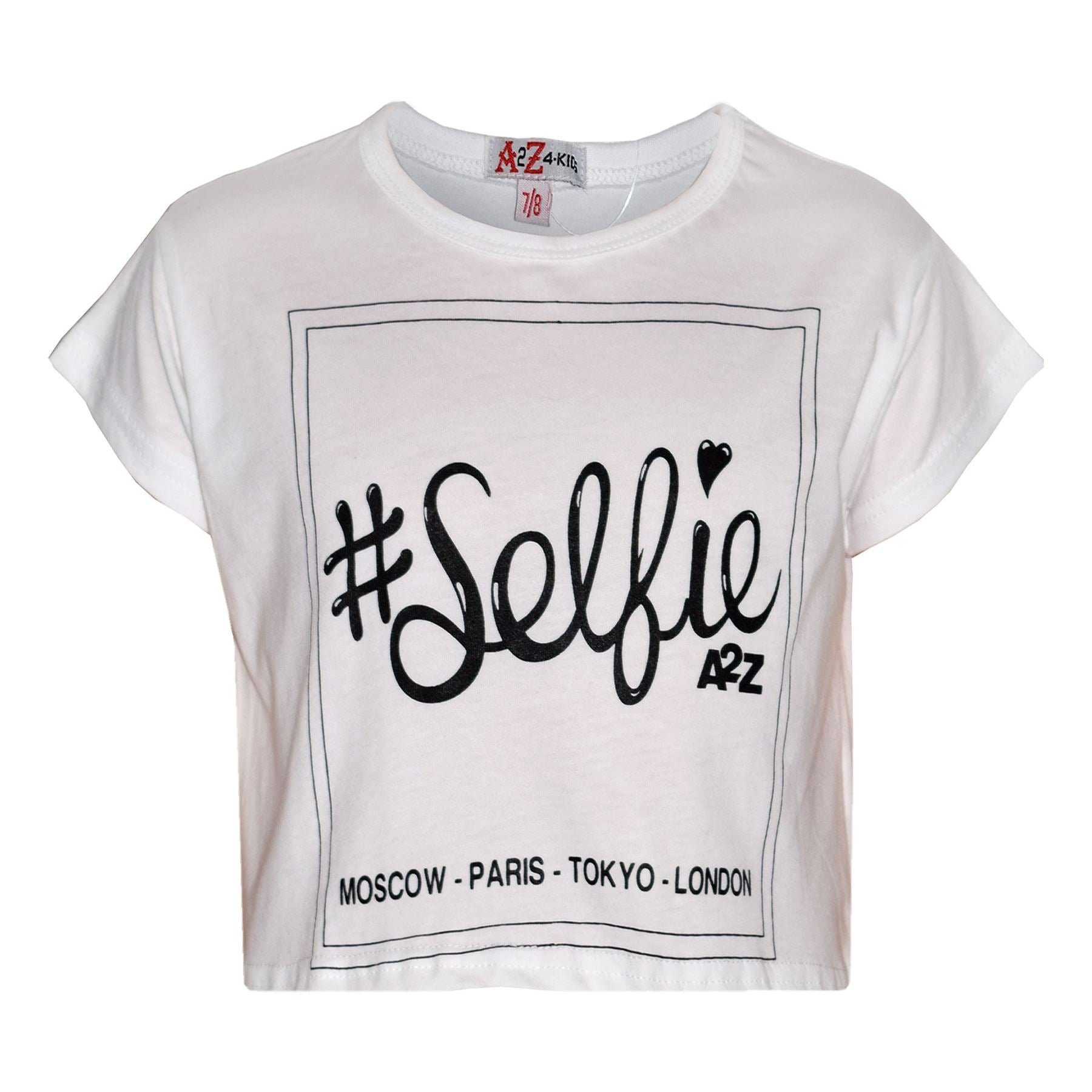 Girls Top Kids #Selfie Print Stylish Crop Top & Fashion Legging Set 7-13