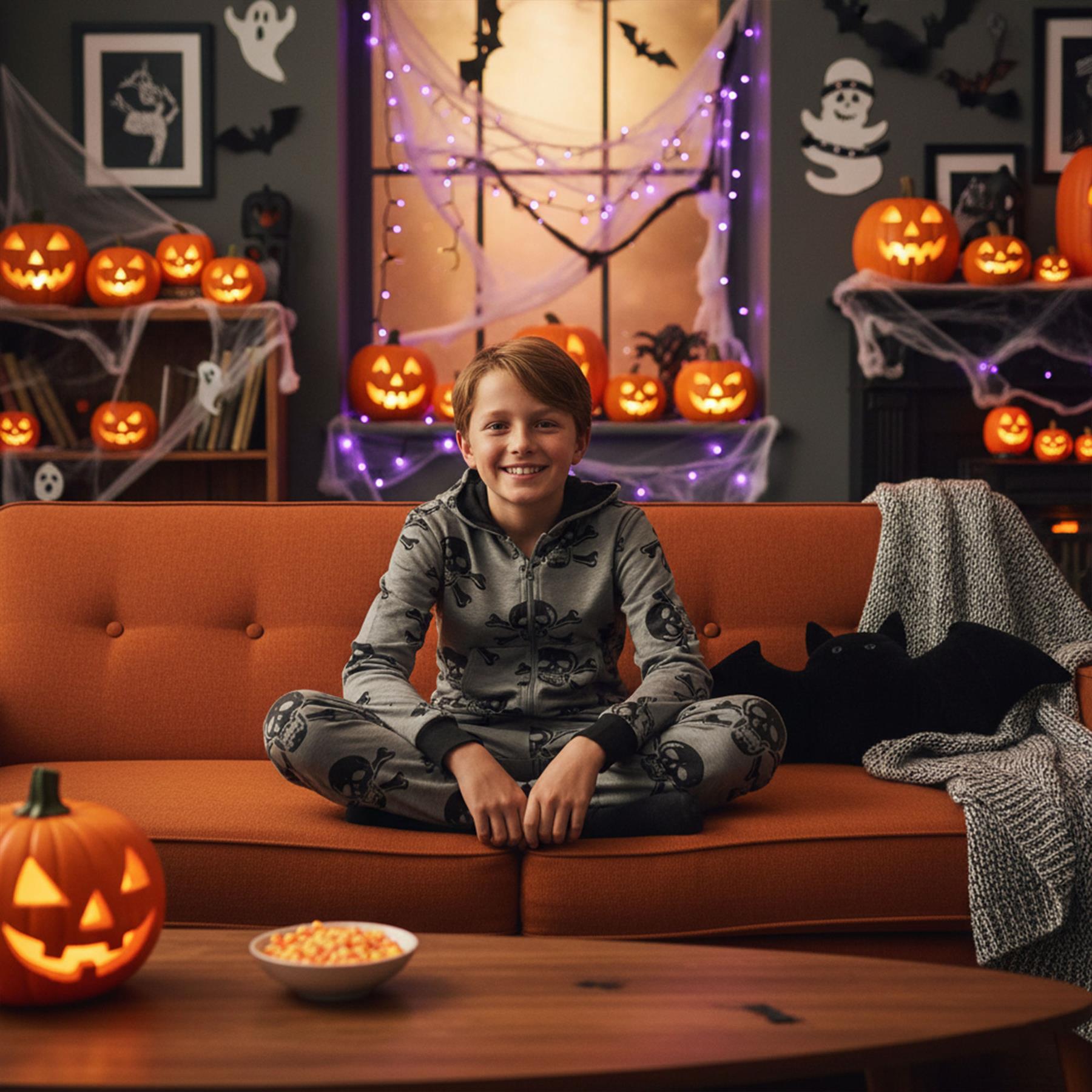 Kids Girls Boys One Piece Halloween Print Onesie